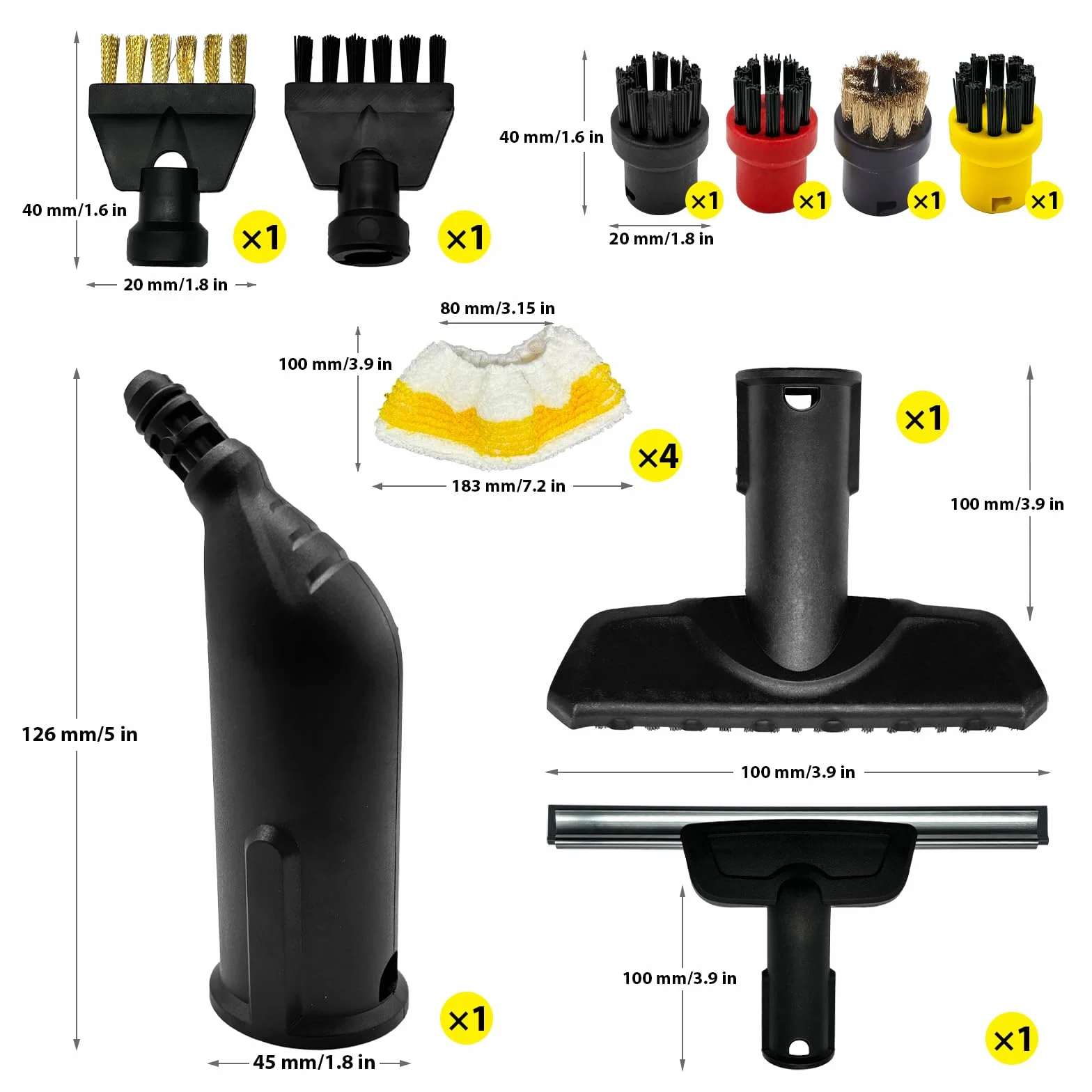 Kärcher Magicbox Kit 14 Accessoires Nettoyeur Vapeur Compatible SC1 SC2 SC3 SC4 SC5 Buses Brosses Raclette Microfibre
