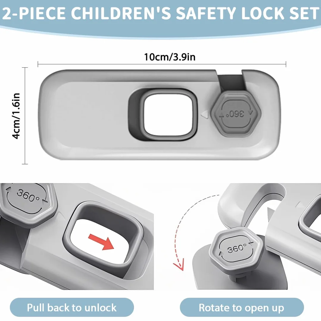 Sécurité enfant placard bloque porte bébé adhésif extra-fort verrous tiroirs gris