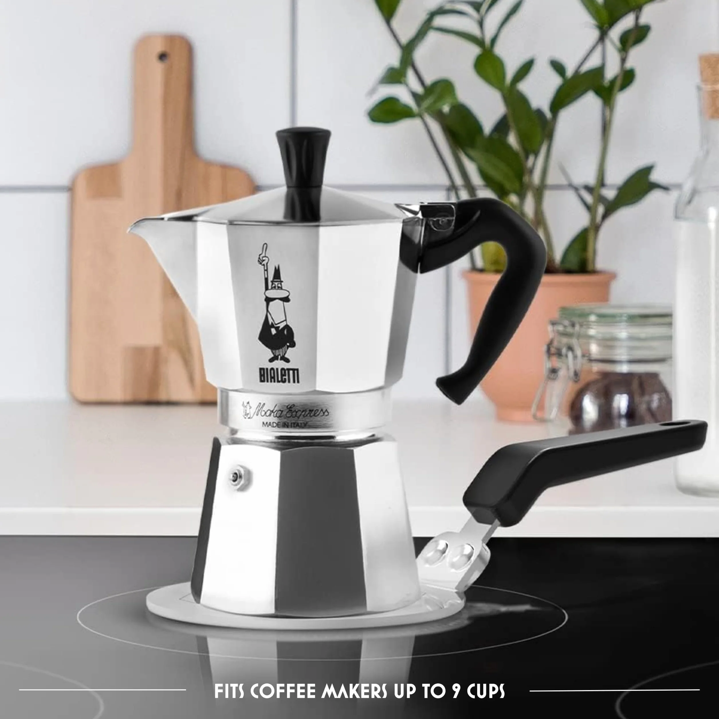 Bialetti Plaque à induction 13 cm acier Noir pour cafetières 1-9 tasses