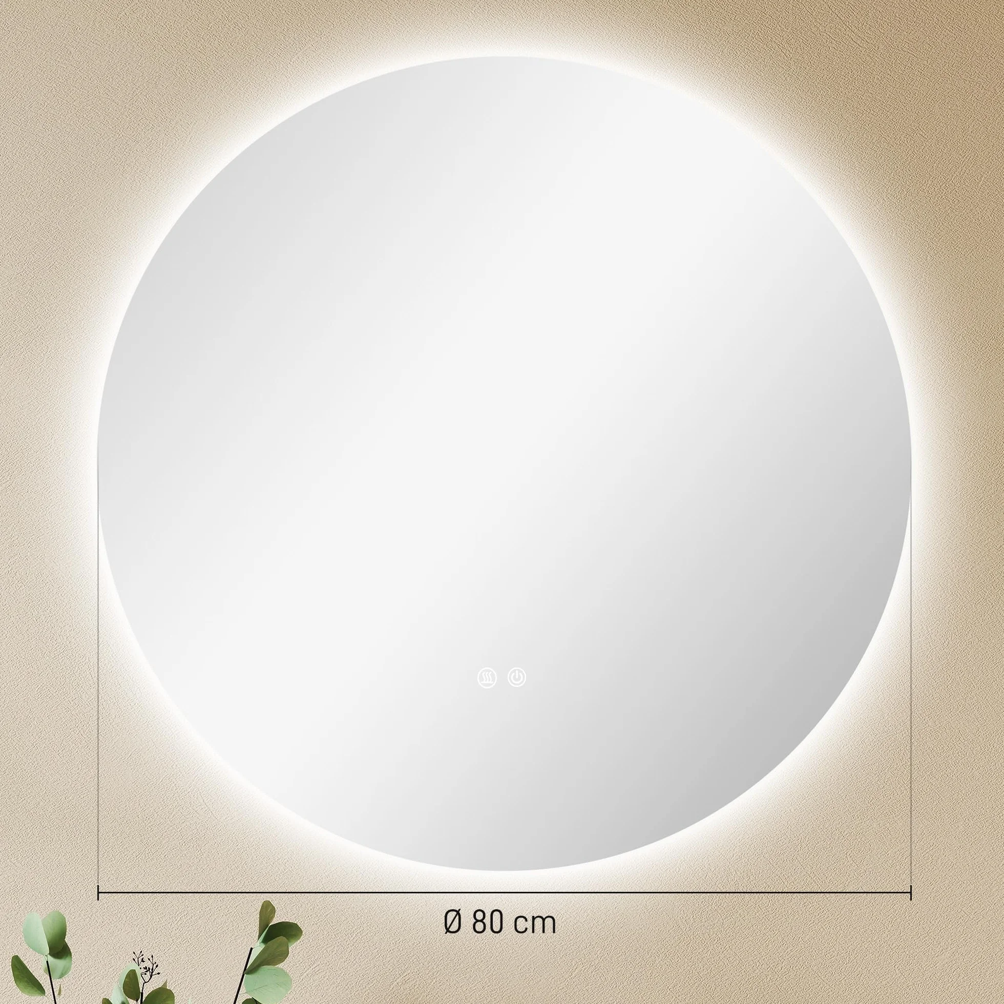 Kleankin Miroir Rond Lumineux LED Mural Salle de Bain 80 cm Interrupteur Tactile Antibuée Luminosité Réglable 20,5W+26W Blanc Argent