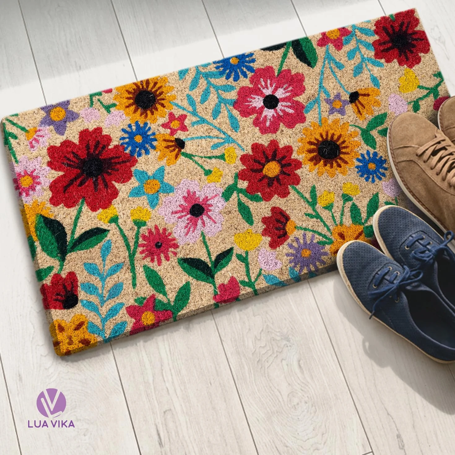 Paillasson Exterieur Botanique 40x70 cm Antidérapant Tapis Coco Original