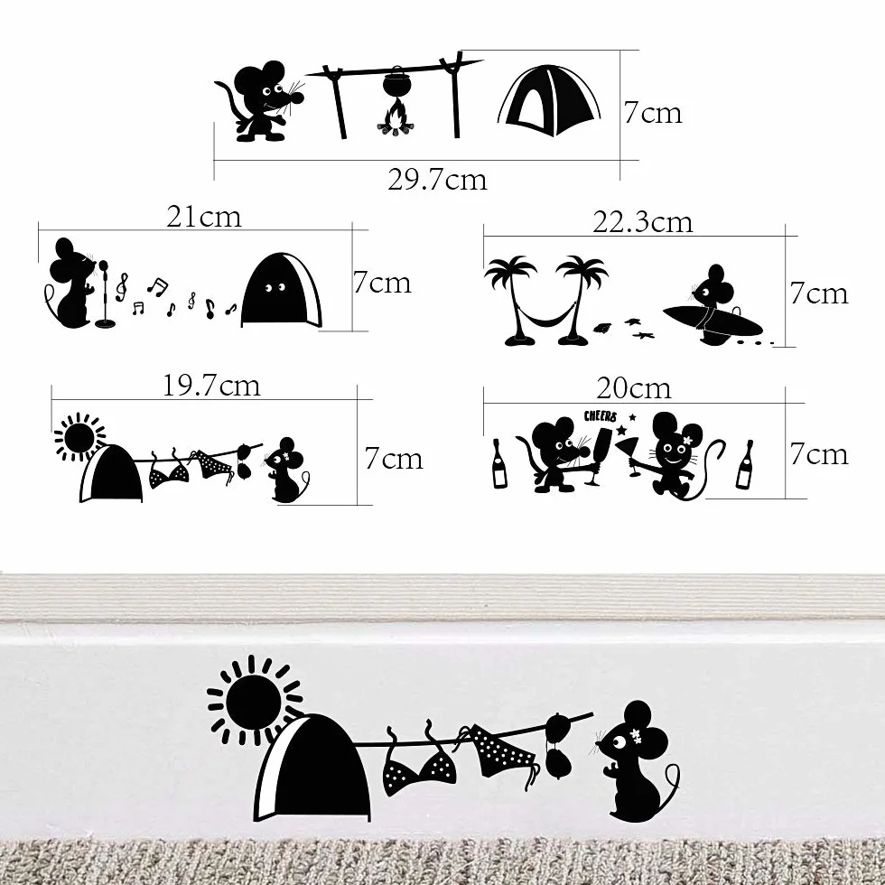 MEJOSER Interrupteurs Stickers Commutateur Autocollant Noir PVC Imperméable 20PCS