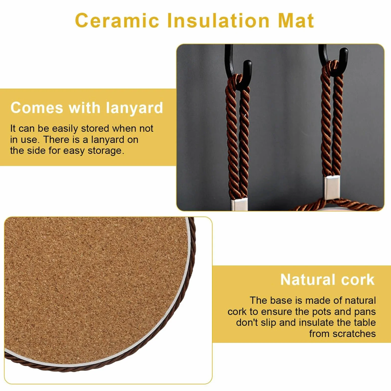 Dessous de Plats 4 Pièces Céramique Anti-Brûlure 17 mm pour Tasses, Bols, Casseroles
