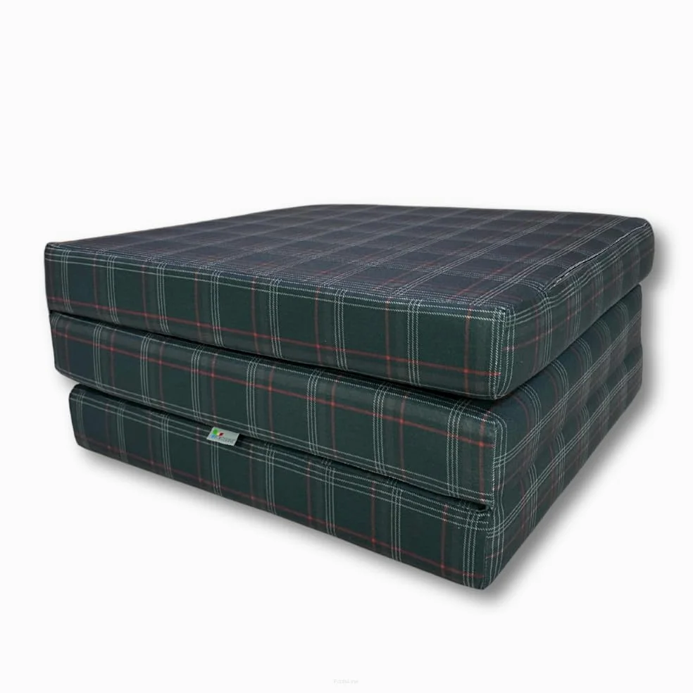 FORTISLINE Matelas Pliant 3 Parties 180 x 65 x 7 cm, Gris Motif - Matelas d’appoint Pliable pour invité, Voyage et Camping, Housse Lavable