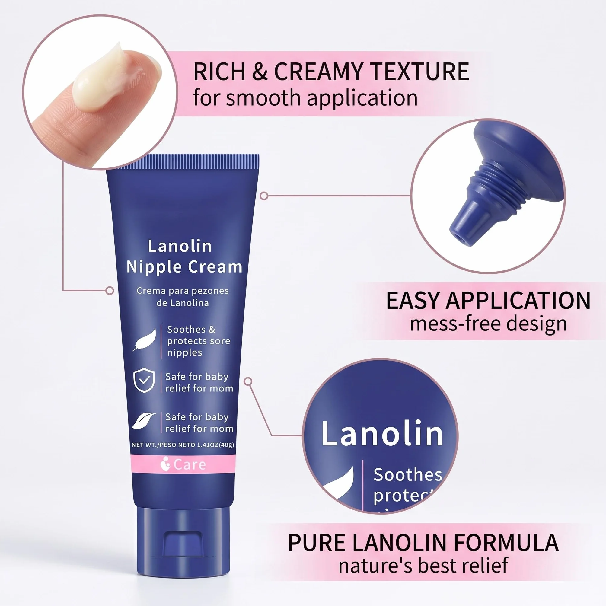 Crème sein allaitement 40 g, hydratante allaitement sevrage, soin quotidien peau sèche sensible