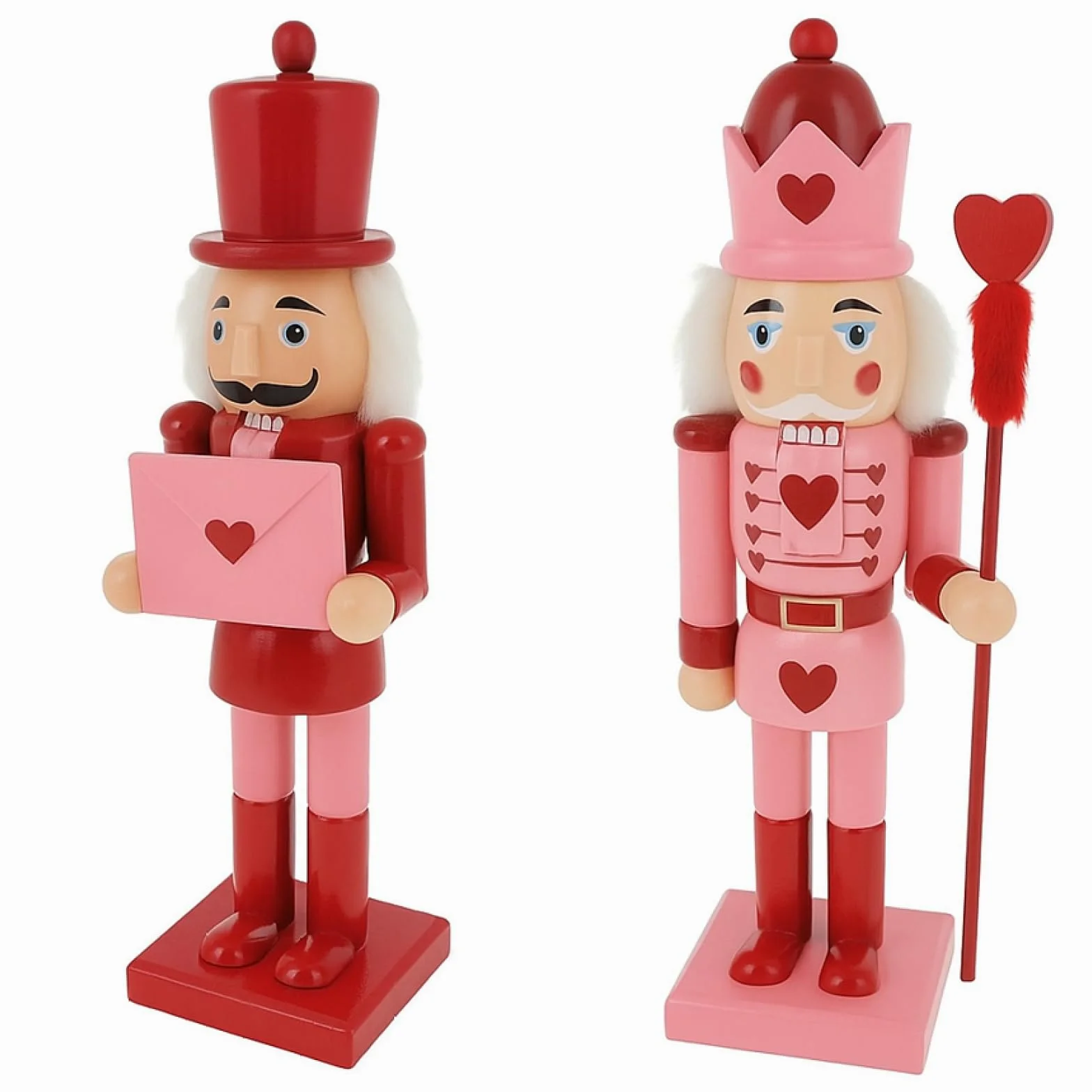 Kathfly Lot de 2 casse-noisettes en bois rose rouge de 25,4 cm pour la Saint-Valentin, étagères créatives, tables, décoration