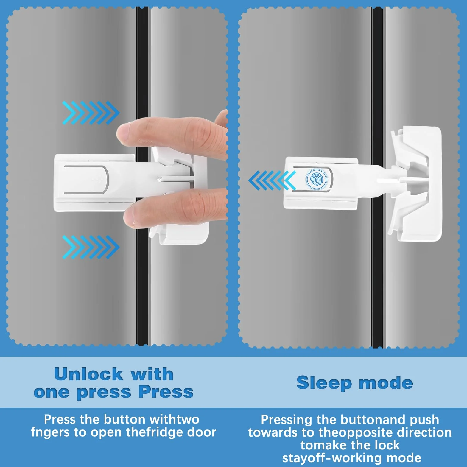 Lot de 2 verrous de réfrigérateur pour enfants - Sans outils - Installation facile (blanc + noir)