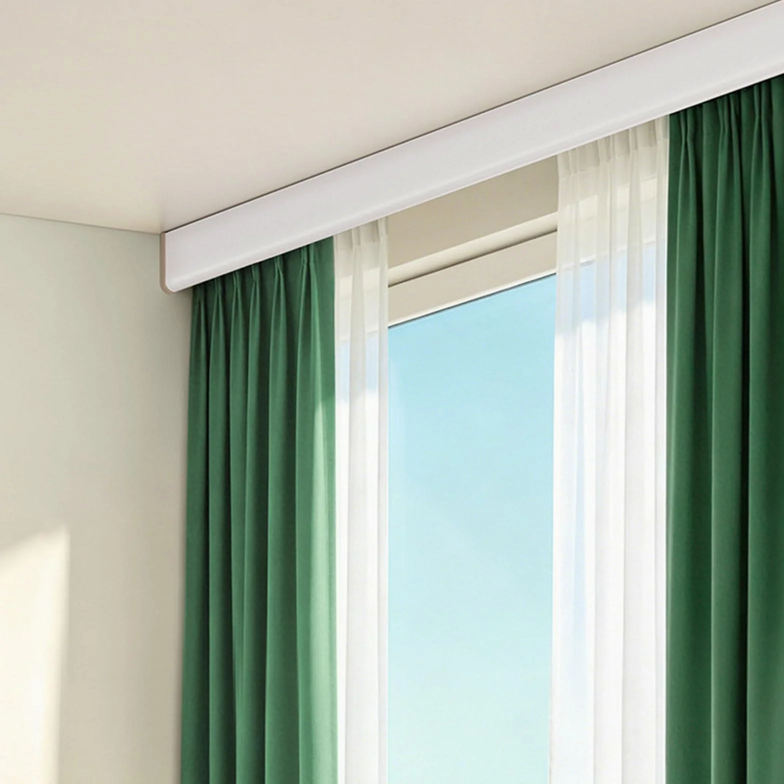 Rail à rideau en aluminium avec Occultant Corniche Barre de Tringle à Rideaux Résistant,Facile À Installer for salon,chambre,hôpital Séparation de pièces,pour Plafond ou Mur(Double Top,1.3M/4.3FT)
