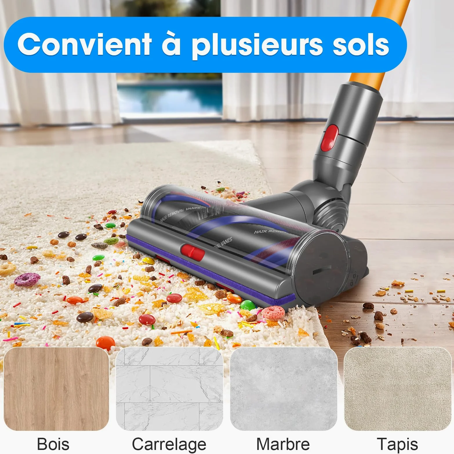 V11 Brosse High Torque pour Dyson V11 V15 V10 V8 V7 | Accessoires de Tête de Brosse, Anti-Enchevêtrement, Adaptés Aux Tapis et Aux Sols Durs