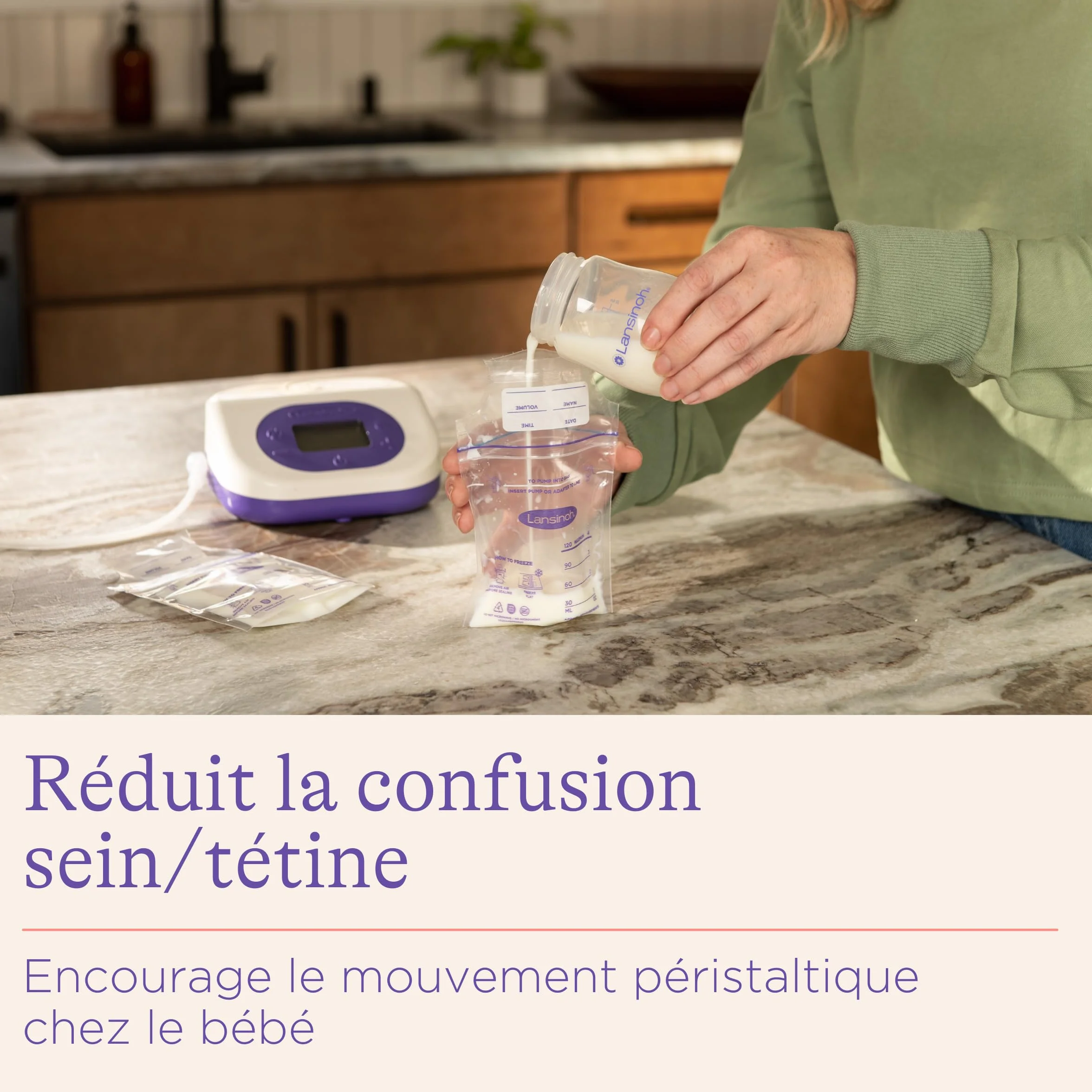 Lansinoh Biberon PP Natural Wave 2x240ml Anti-Colique AVS Tétine Large Souple Sans BPA Allaitement Mixte 0 mois
