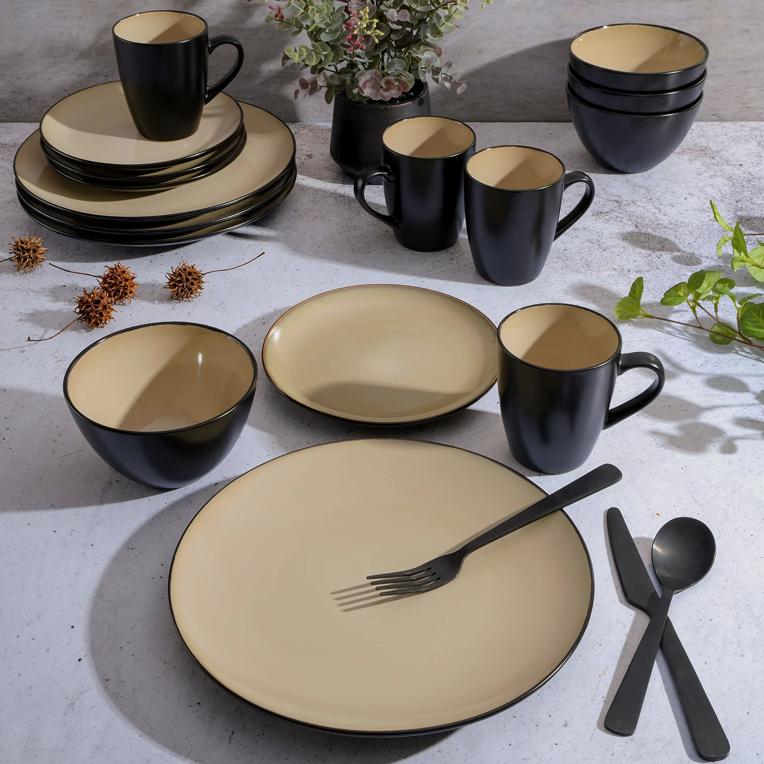 Gibson Soho Lounge Service de table rond 16 pièces Taupe
