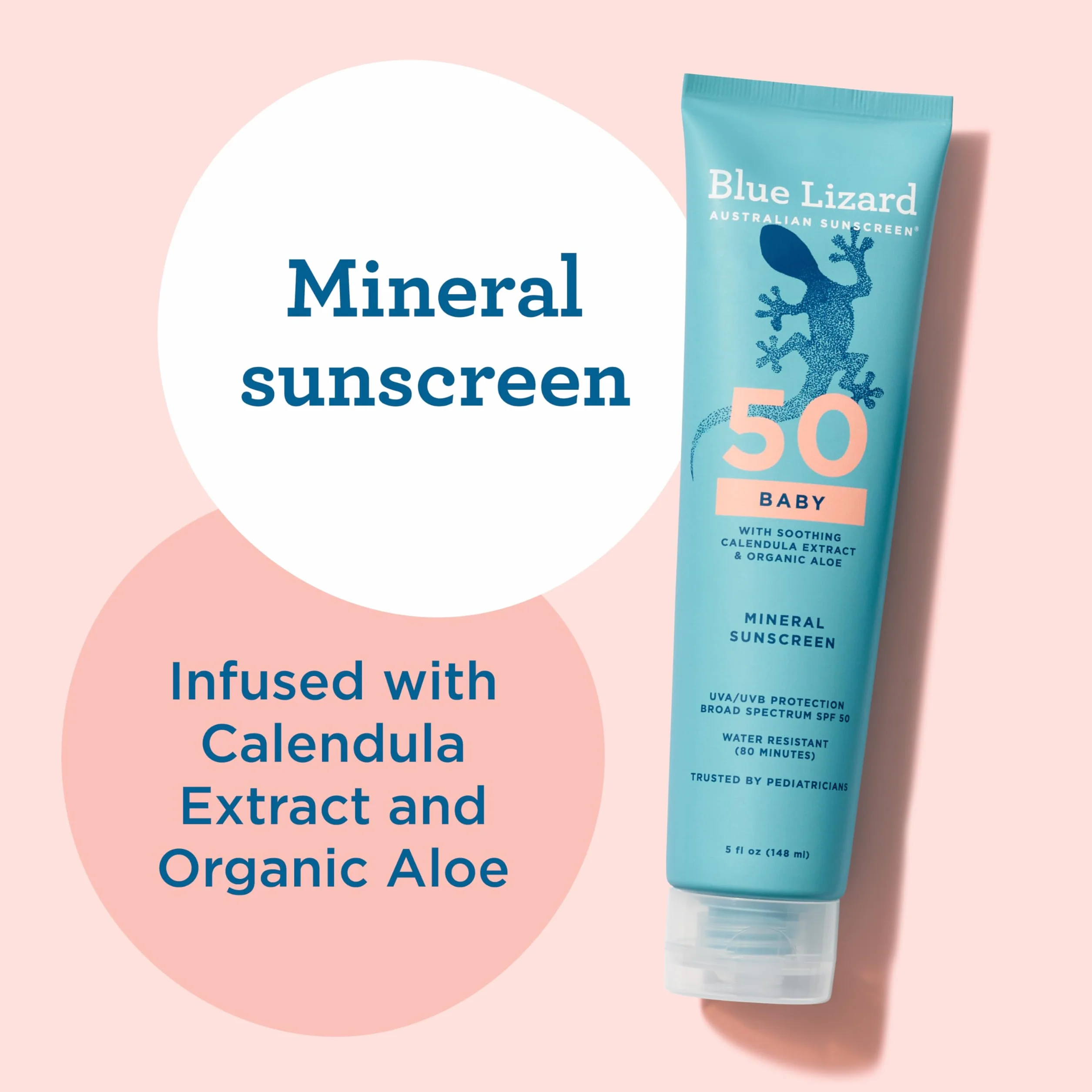 Blue Lizard BABY Crème solaire minérale SPF 50+ oxyde de zinc protection UVA/UVB résistante à l'eau tube 141,7 g