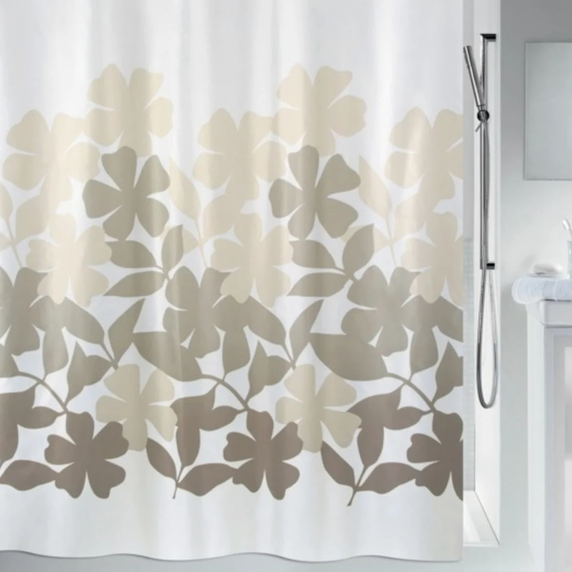 Spirella Fleury 10.17085 Rideau de Douche en Textile Taupe/Beige 180 x 200 cm