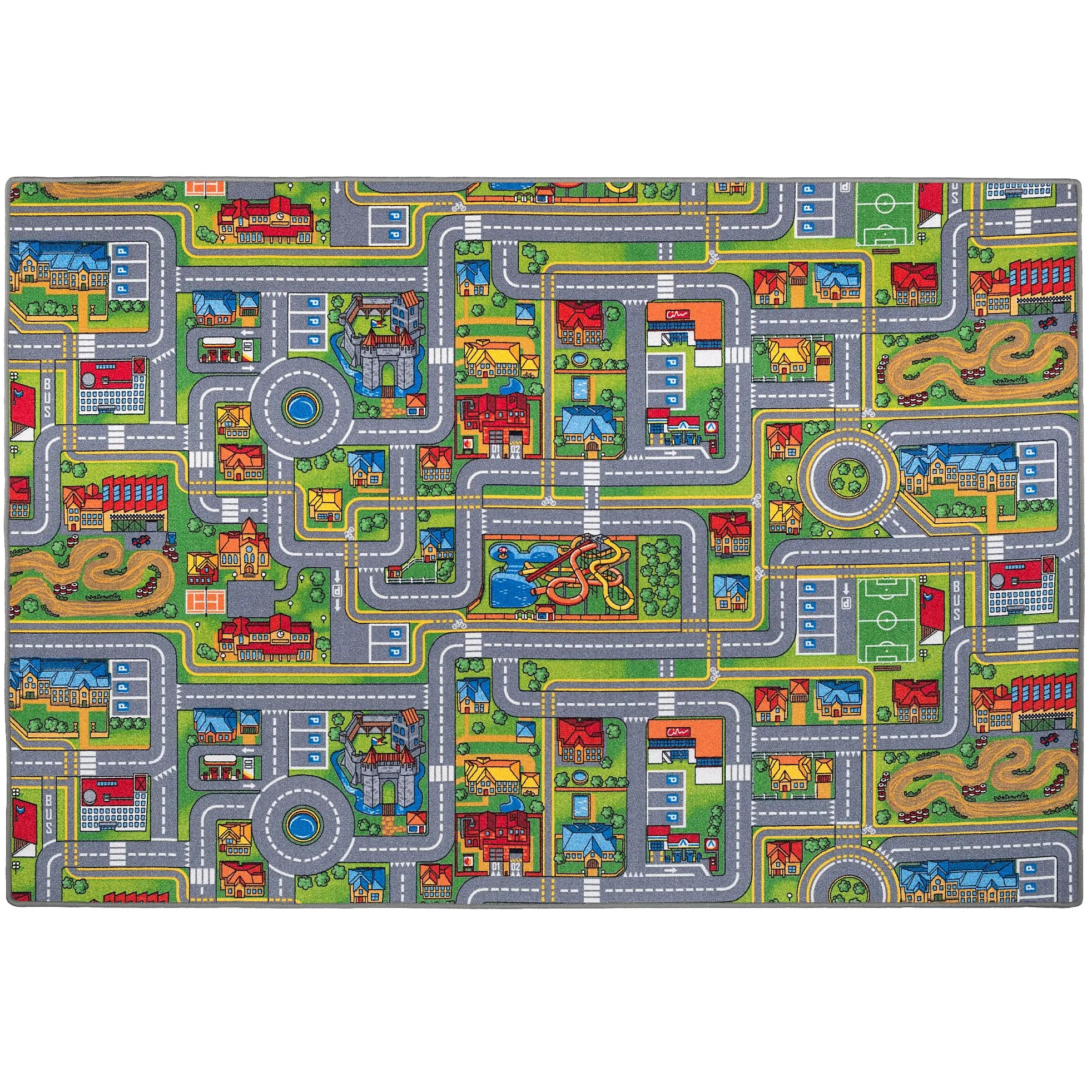 Snapstyle Tapis Enfant Route Adventure Land Multicolore – Tapis de Jeu Ville pour Chambre Enfant, Facile d’Entretien