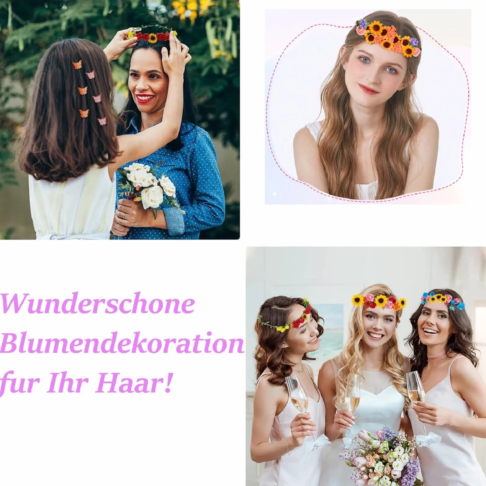 Meetory Couronne de fleurs adulte Kit bricolage bijoux cheveux fête anniversaire mariage