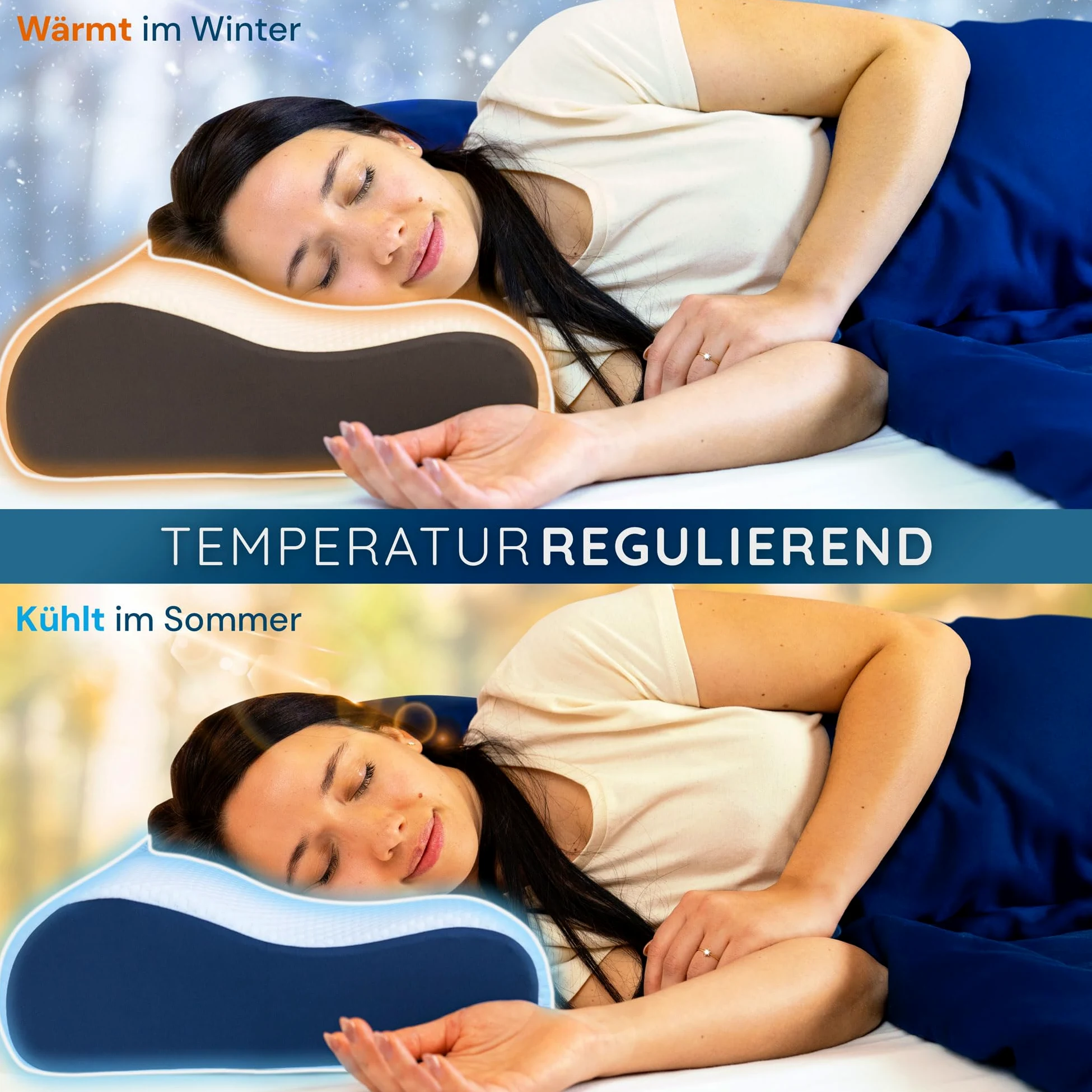 Oreiller orthopédique « Panda » - Oreiller cervical ergonomique avec mousse à mémoire de forme respirante et trous d'aération - Pour les personnes dormant sur le dos, sur le côté et sur le