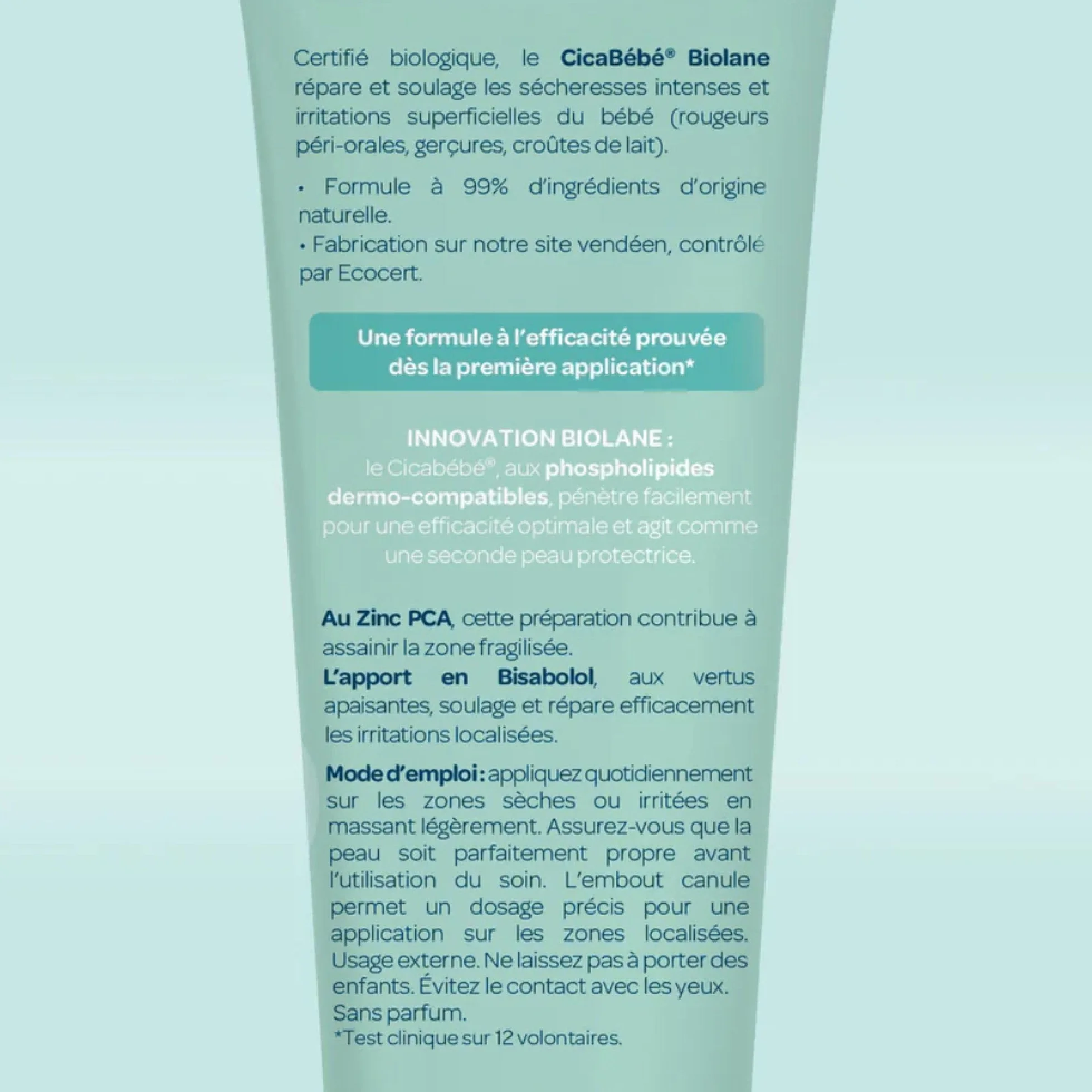 BIOLANE Cicabébé Crème nourrissante Baume réparateur Croûtes de lait 99% d'ingrédients d'origine naturelle Tube 40ml Fabriqué en France