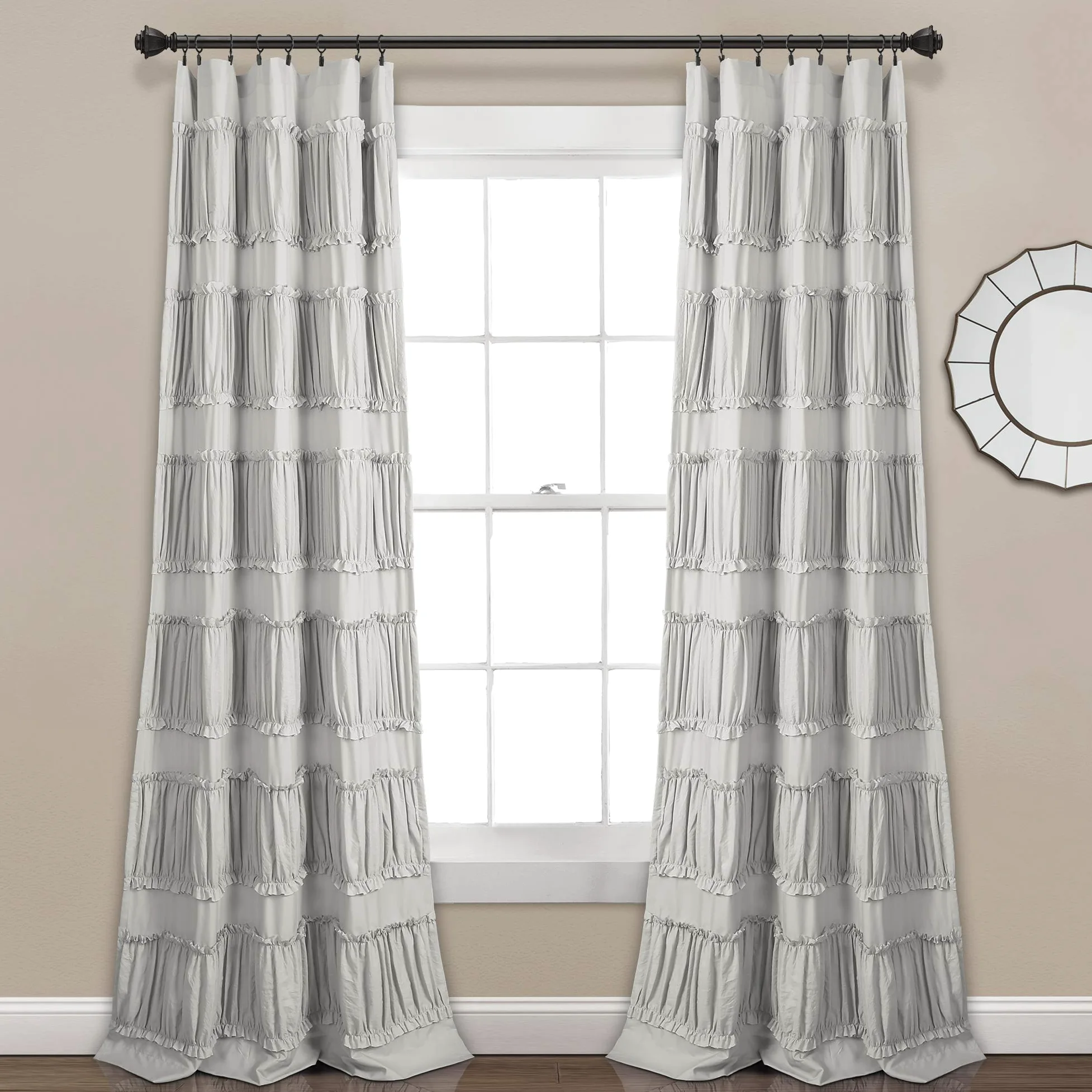 Lush Decor Nova Paire de Rideaux de fenêtre à Volants, 106,7 x 213,4 cm (l x L), Gris