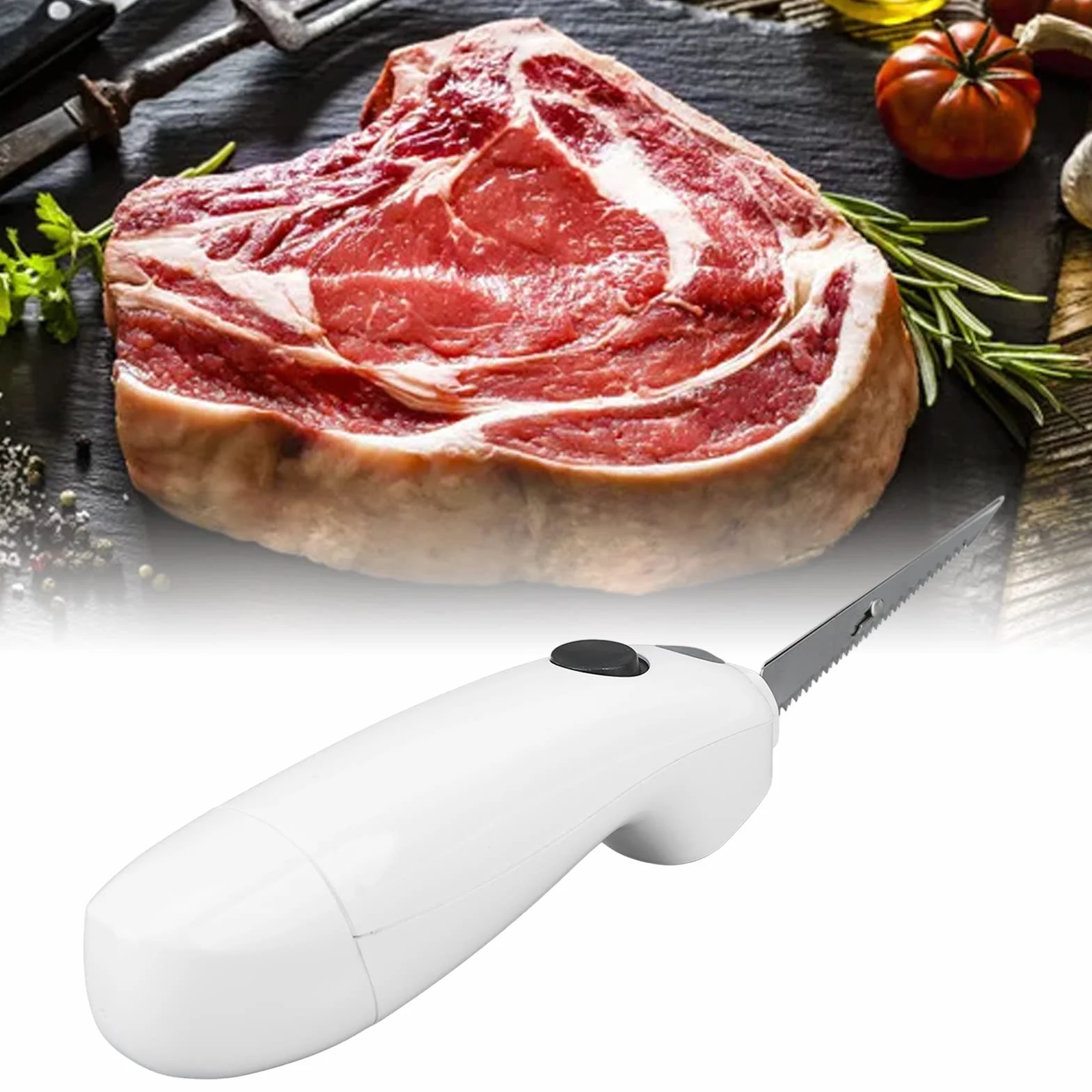 Couteau à Filet électrique sans Fil, Portable pour Découper Steck, Porc, Poulet, Pain, Lames Acier Amovibles