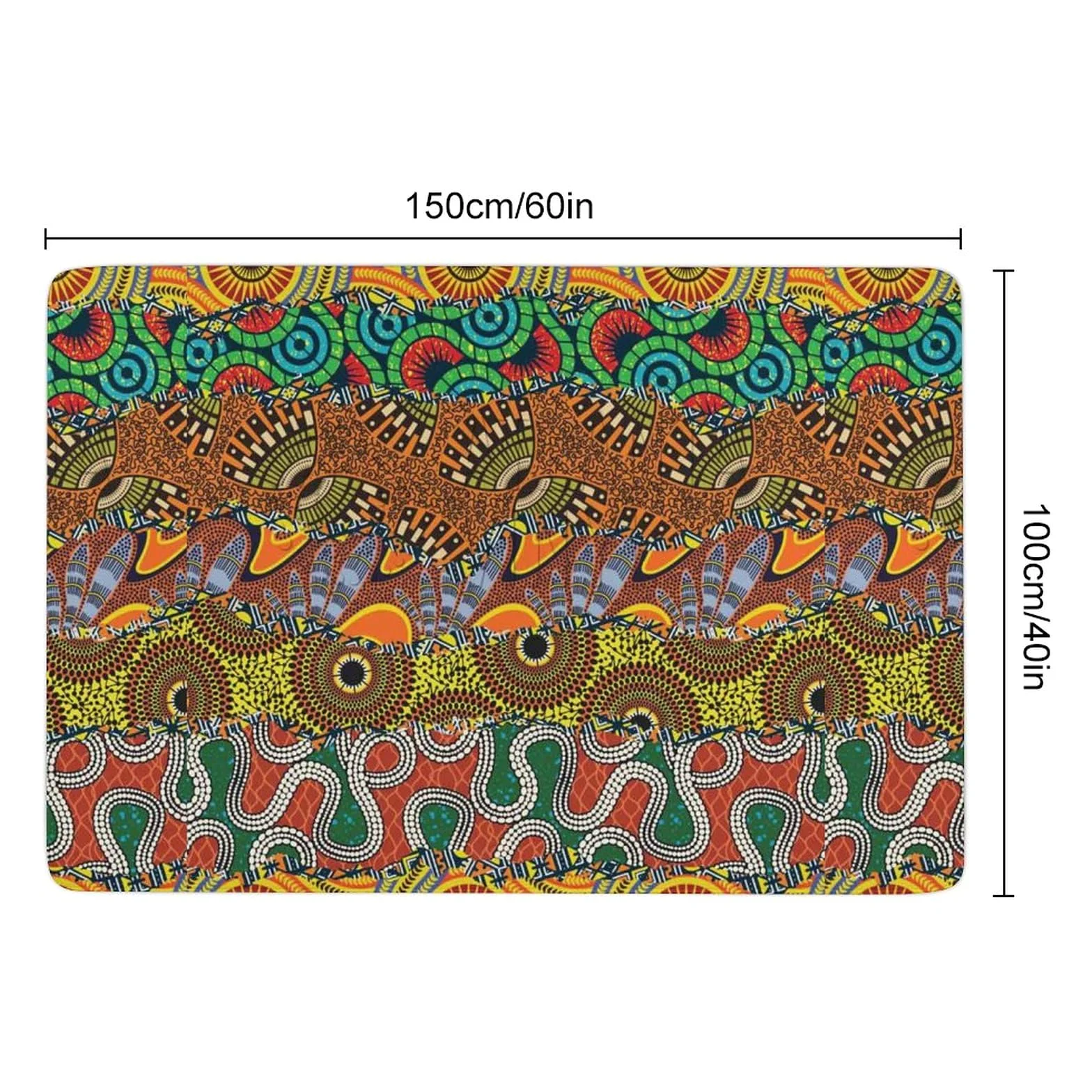 Tapis Africain Patchwork Motif Tapis de Sol Doux pour Salon Chambre (100 x 150 cm)