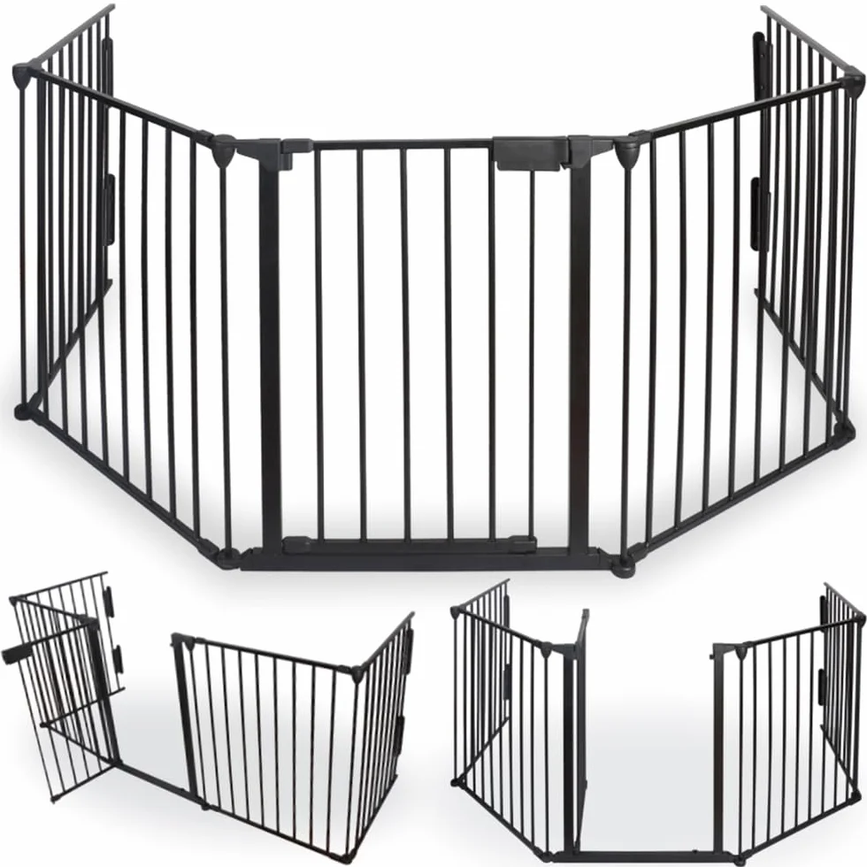 FACILITYS Barrière de Sécurité Enfant Grille Protection Cheminée Pliable Métal 300 cm 1 Porte 5 Panneaux Préassemblés