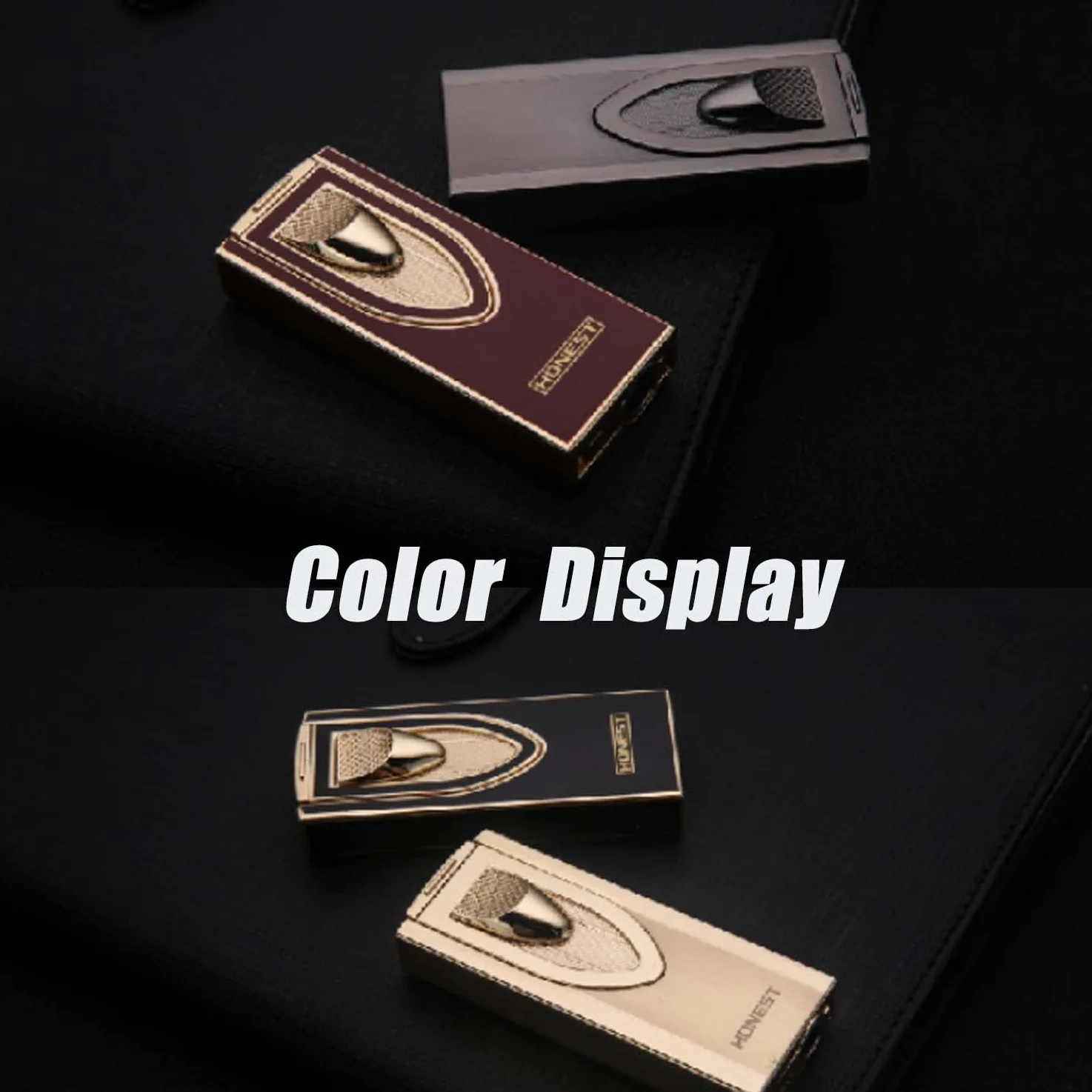 2PCS Briquet Cigare Flamme Bleue à Double Jet avec Fenêtre de Carburant Visible Cigare Punch Idée Cadeau Amoureux Clients Amis