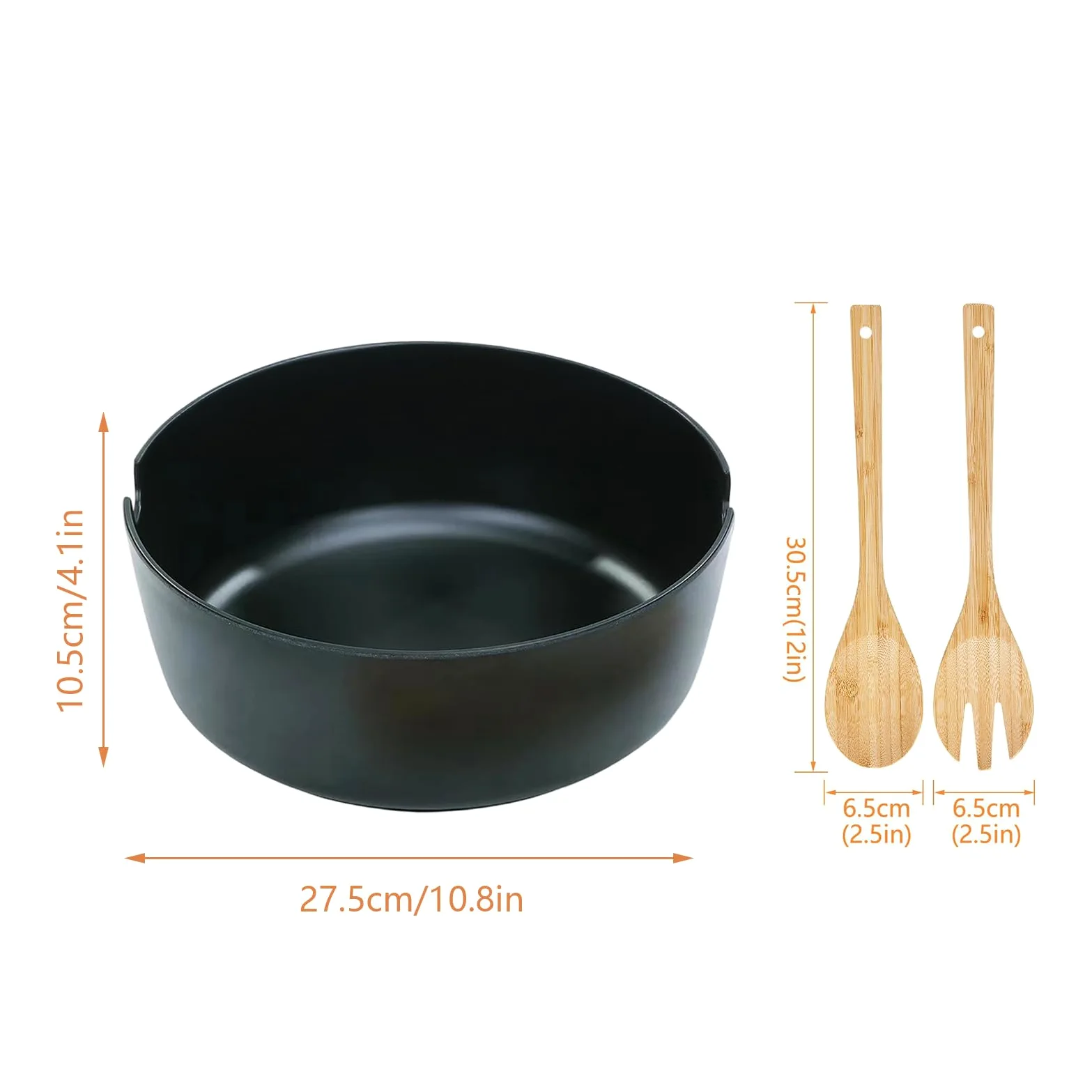 Saladier Contenants Alimentaires En Bois Vaisselle Service Spork | Bol À Salade De Service Avec Couvercle Contenant Pour Snacks, Pâtes Et Nouilles, Repas Déjeuner Dîner Maison