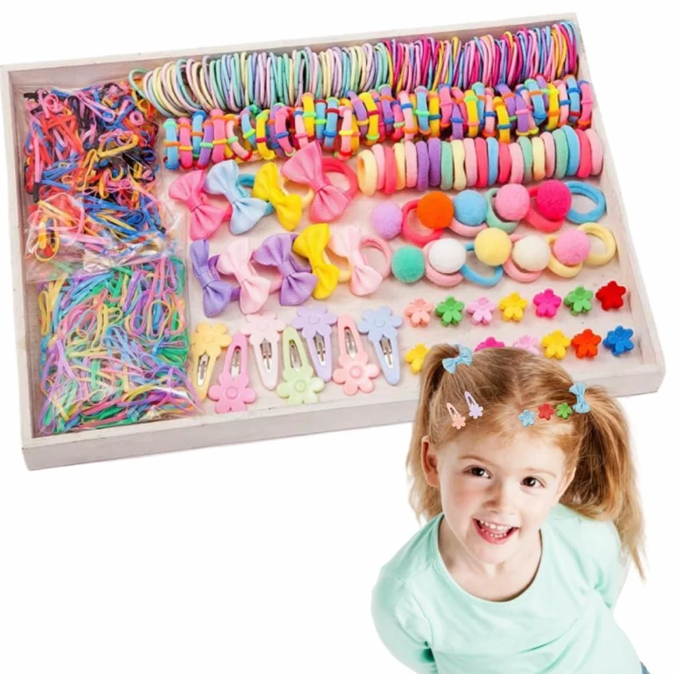 Accessoires pour cheveux bébé - Lot de 1191 mini élastiques à cheveux - Pinces à cheveux filles - Bandes élastiques - Nœuds mignons