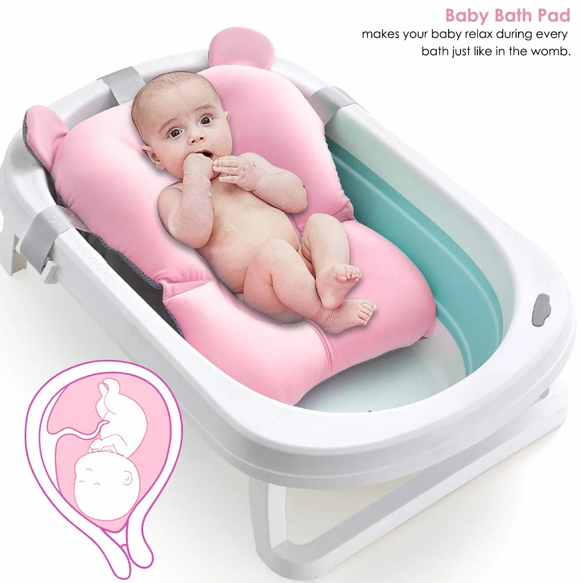 Josopa Coussin de Baignoire Anti-Dérapant pour Nouveau-Né, Siège de Bain Flottant pour Bébé