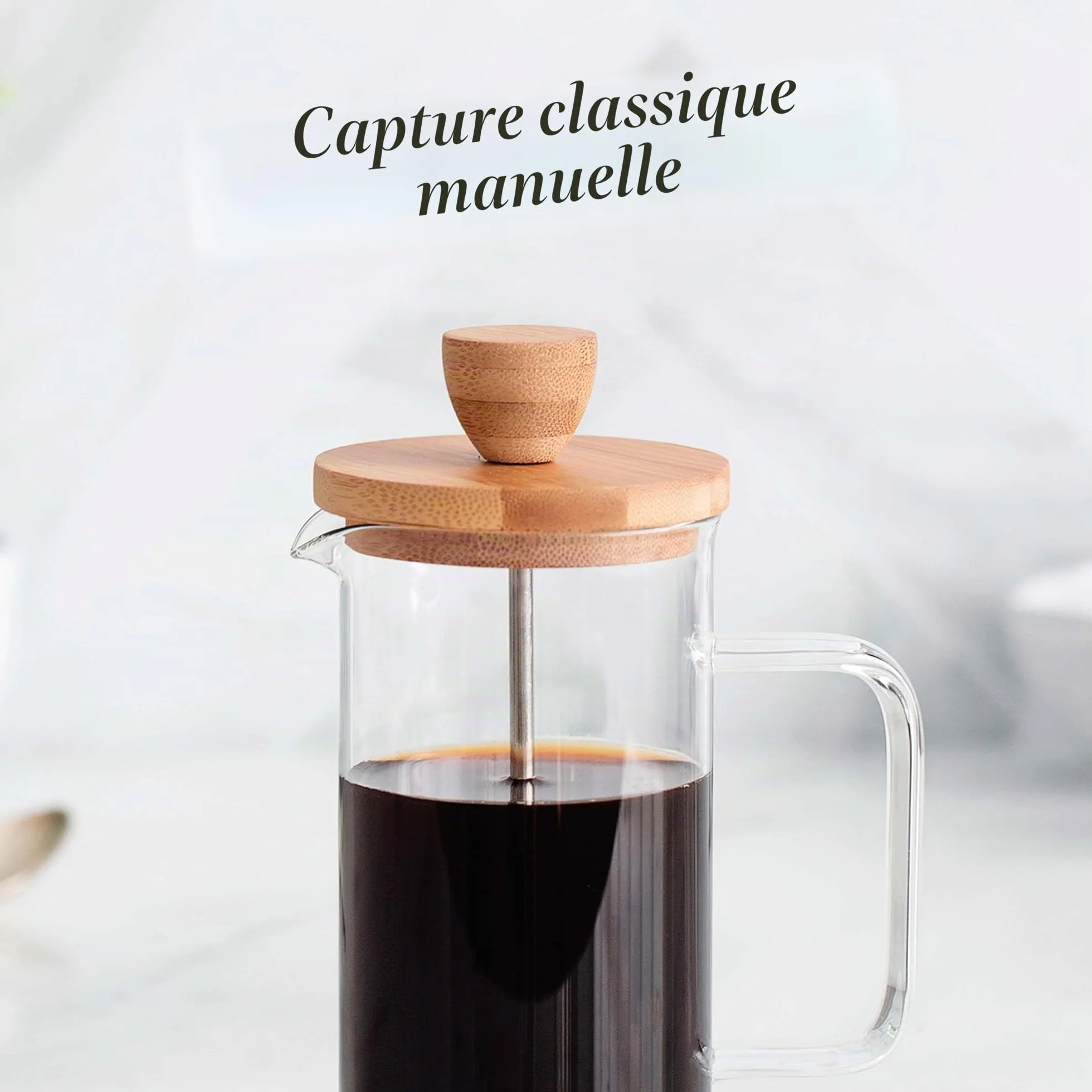 Lacor Cafetière française presse café 3 tasses 0,35 L acier bois