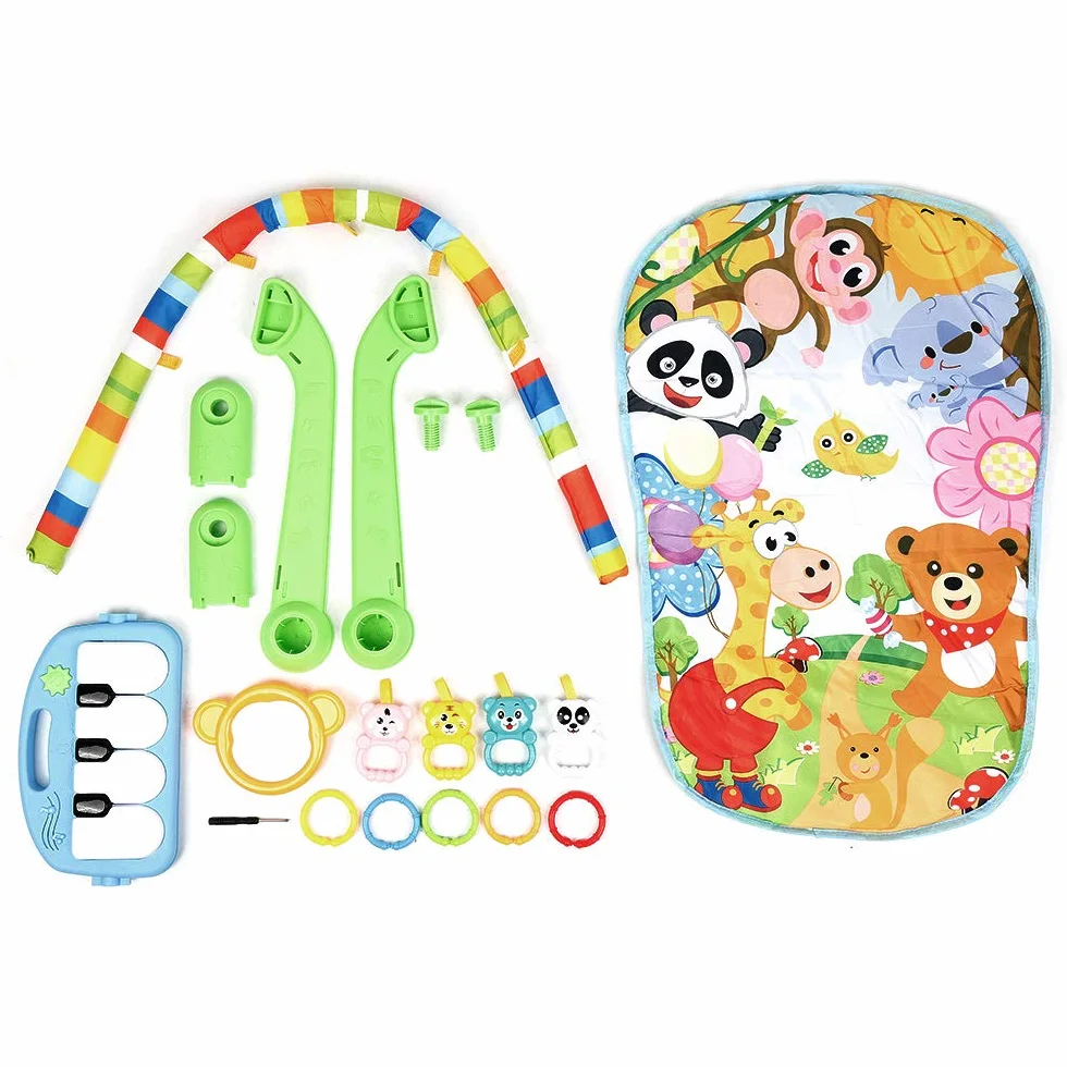 Tapis d'éveil Bébé avec Musique et Lumières, Jouets éducatifs pour 0-26 Mois, Salle de Gym Piano avec Jouets Suspendus