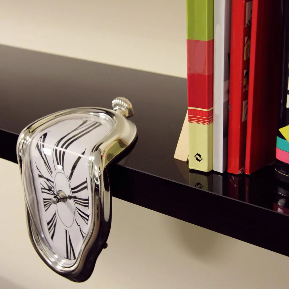 Horloge de Table déformée Salvador Dali Fondue Argentée