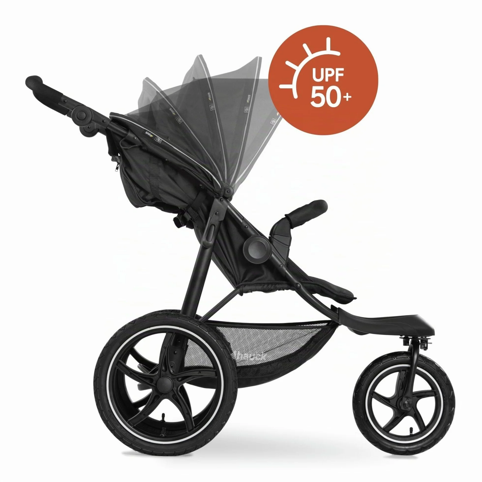 Hauck Poussette 3 Roues Runner 2 Tout Terrain Noir, 22 kg, UV 50+, Pliable