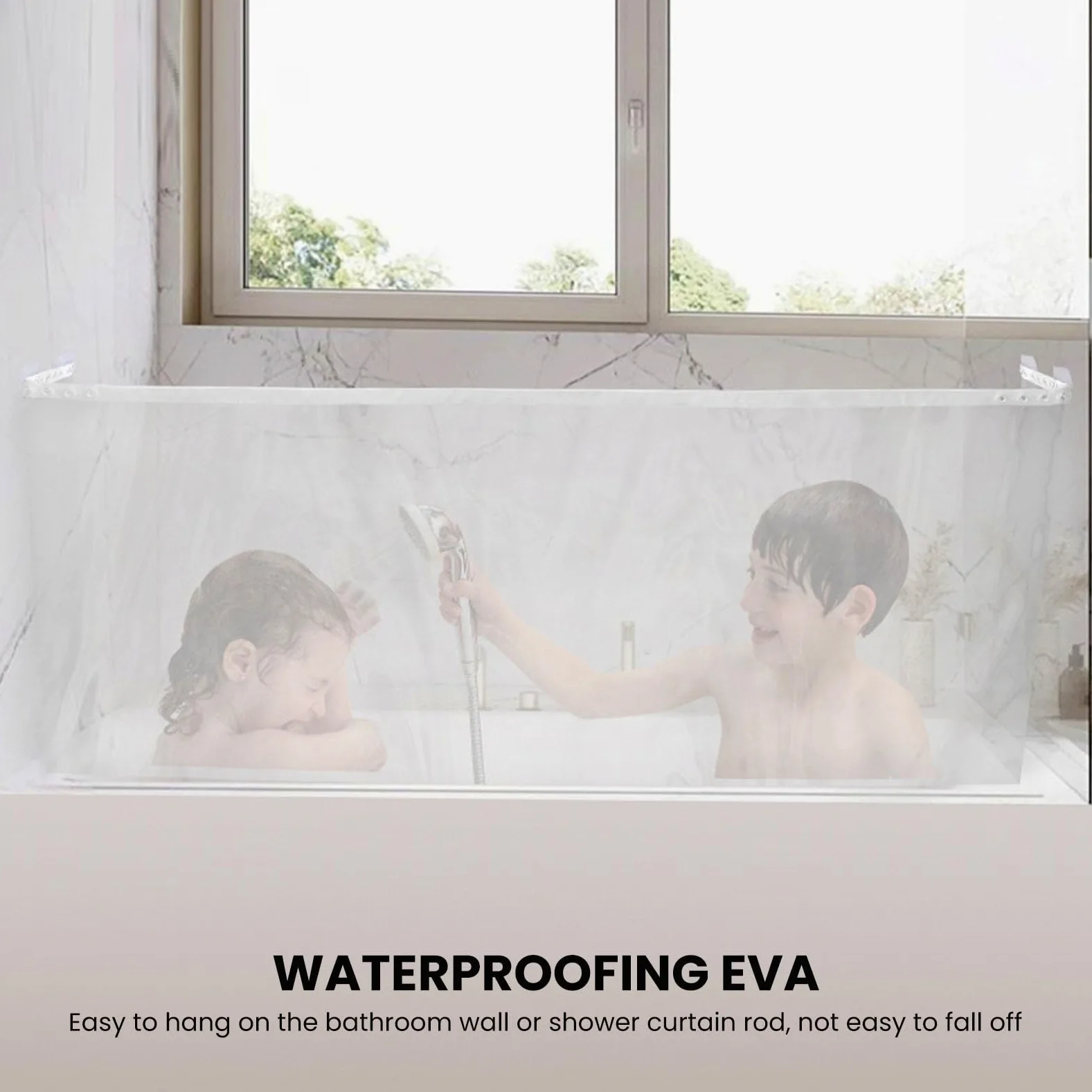 KIMISS Doublure de Rideau de Douche en Plastique Transparent avec Crochets Réglables pour la Protection de la Salle de Bain, Rideau de Bain EVA Imperméable et Durable