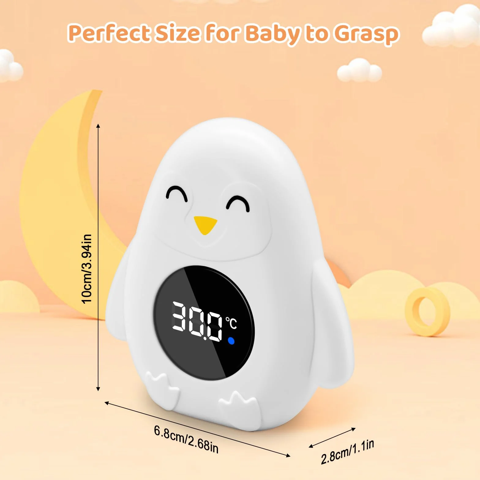 Thermomètre numérique de bain bébé étanche avec alarme température et voyant LED