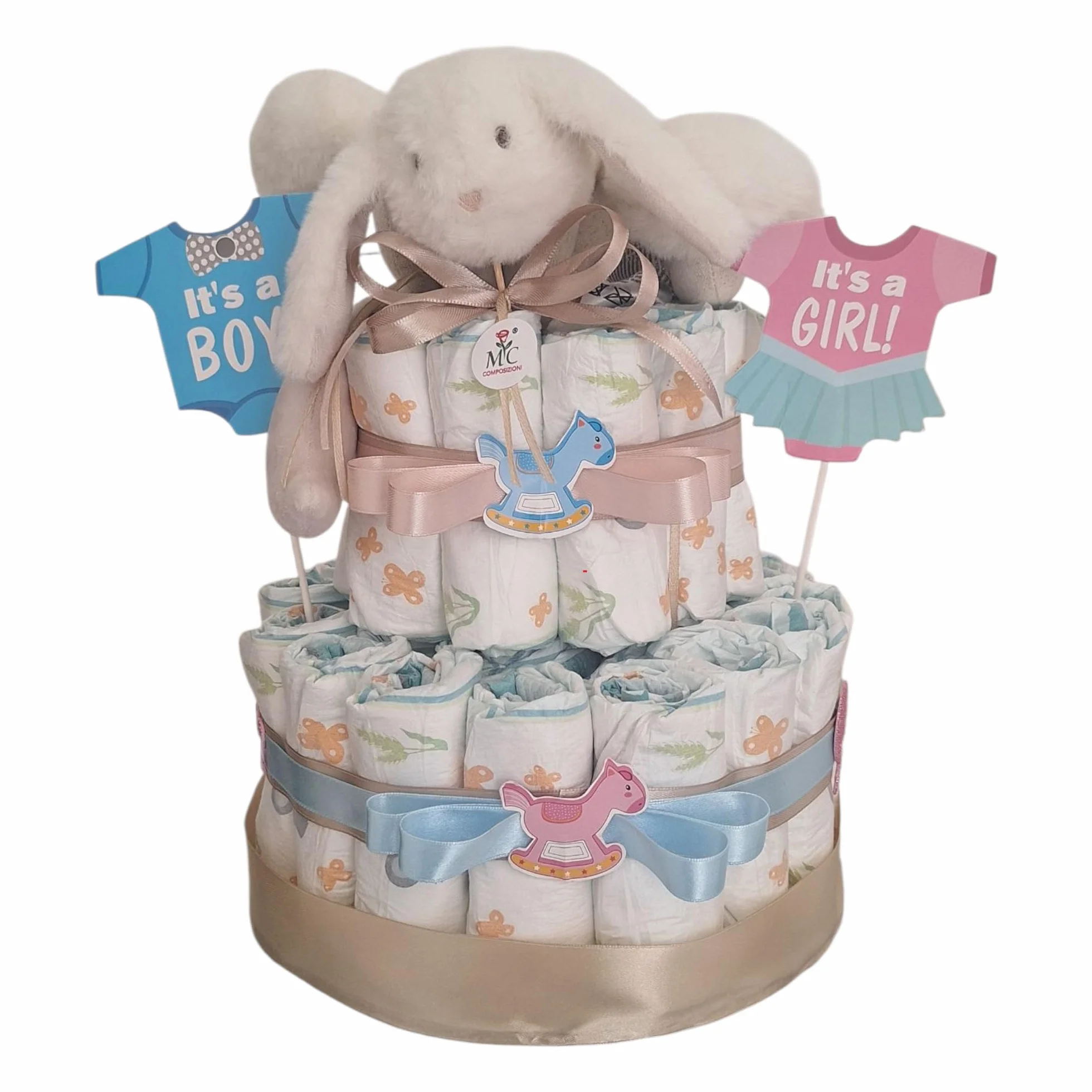 MC Gâteau à Couches Design Unisexe Thème Boy/Girl Cadeau Baby Shower Naissance