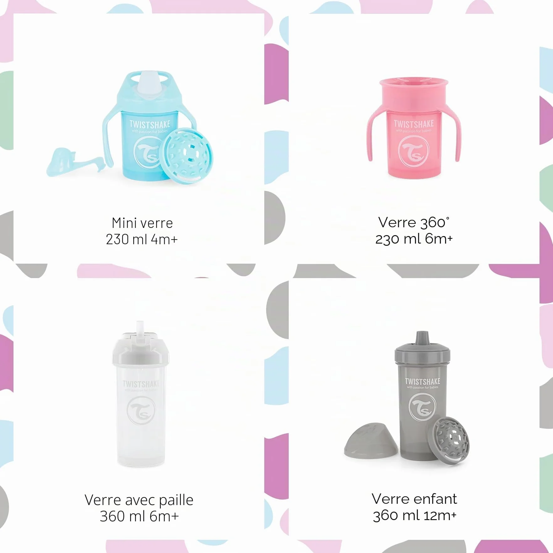 Twistshake Tasse de Paille 360 ml – Gobelet Bébé Anti-Fuite – Bouteille d’Eau Anti-Déversement – Rose