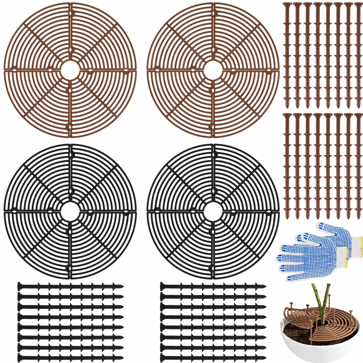 Grilles de Pots de Plantes 4 Pièces, Cache-Pot de Fleurs Jusqu'à 30 cm, Protection Sol pour Plantes Contre Chats Enfants