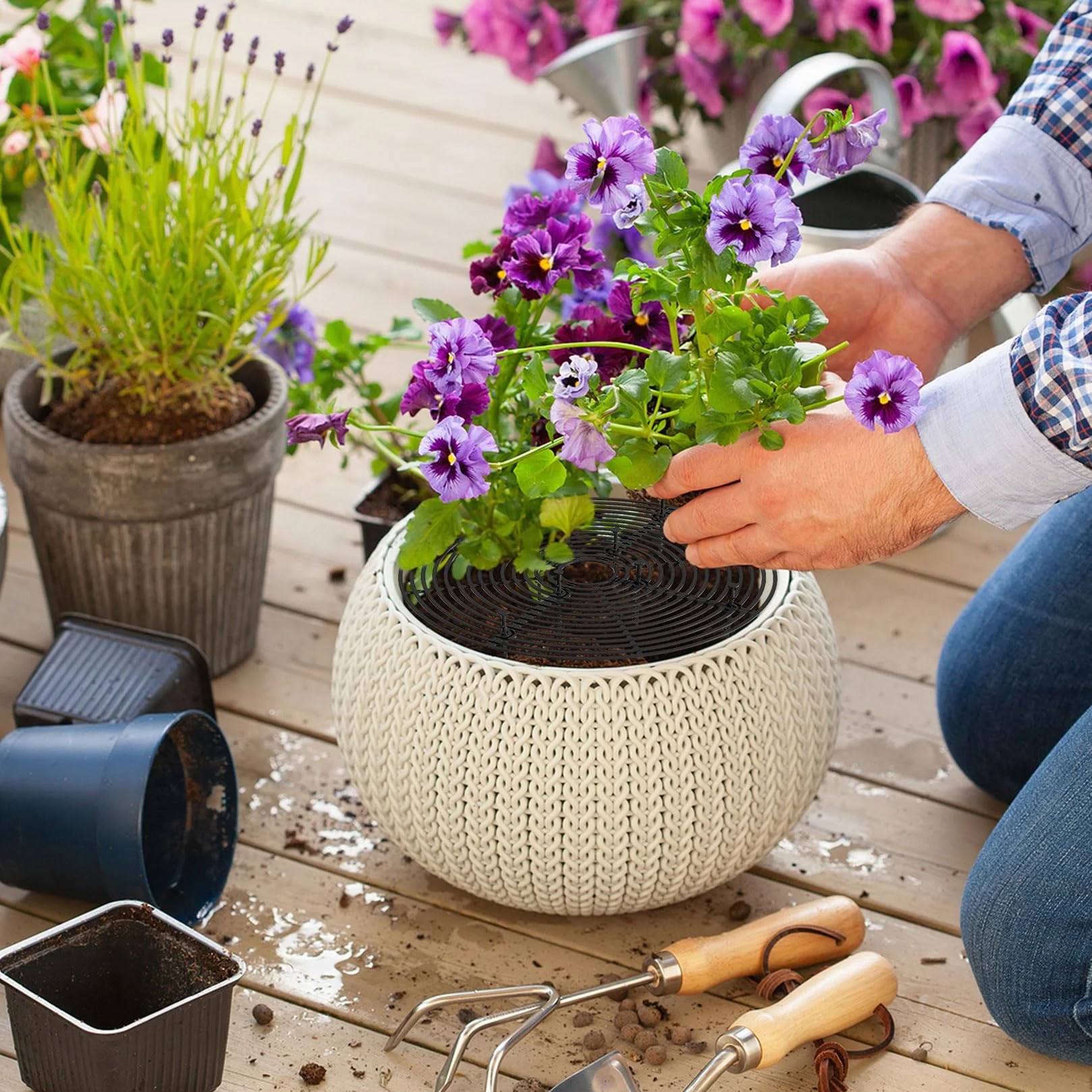Lot de 4 grilles de protection pour pots de fleurs 30 cm découpable protection des plantes chat