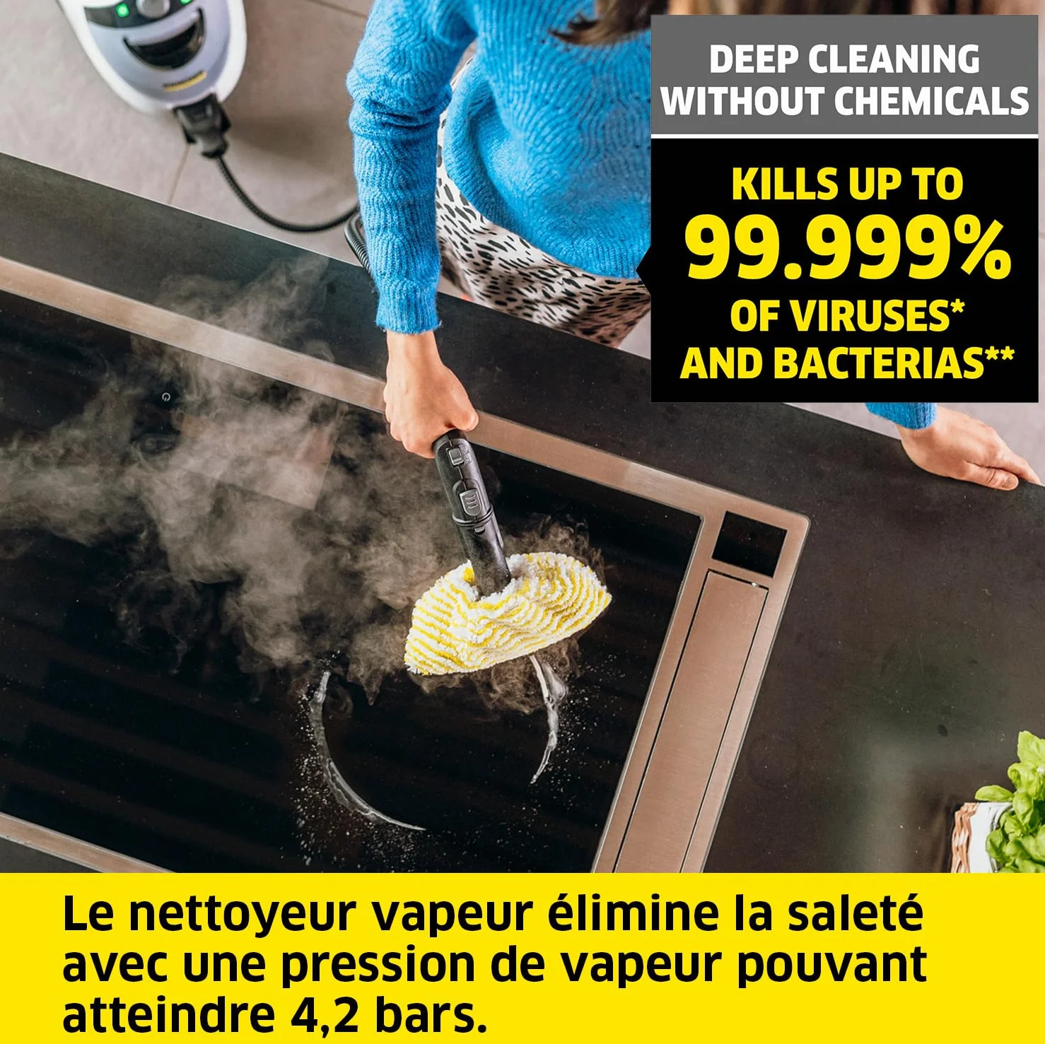 Kärcher Nettoyeur Vapeur SC 5 EasyFix Iron Plug, 4,2 bar, 3 min, 150 m², 0,5 l + 1,5 l