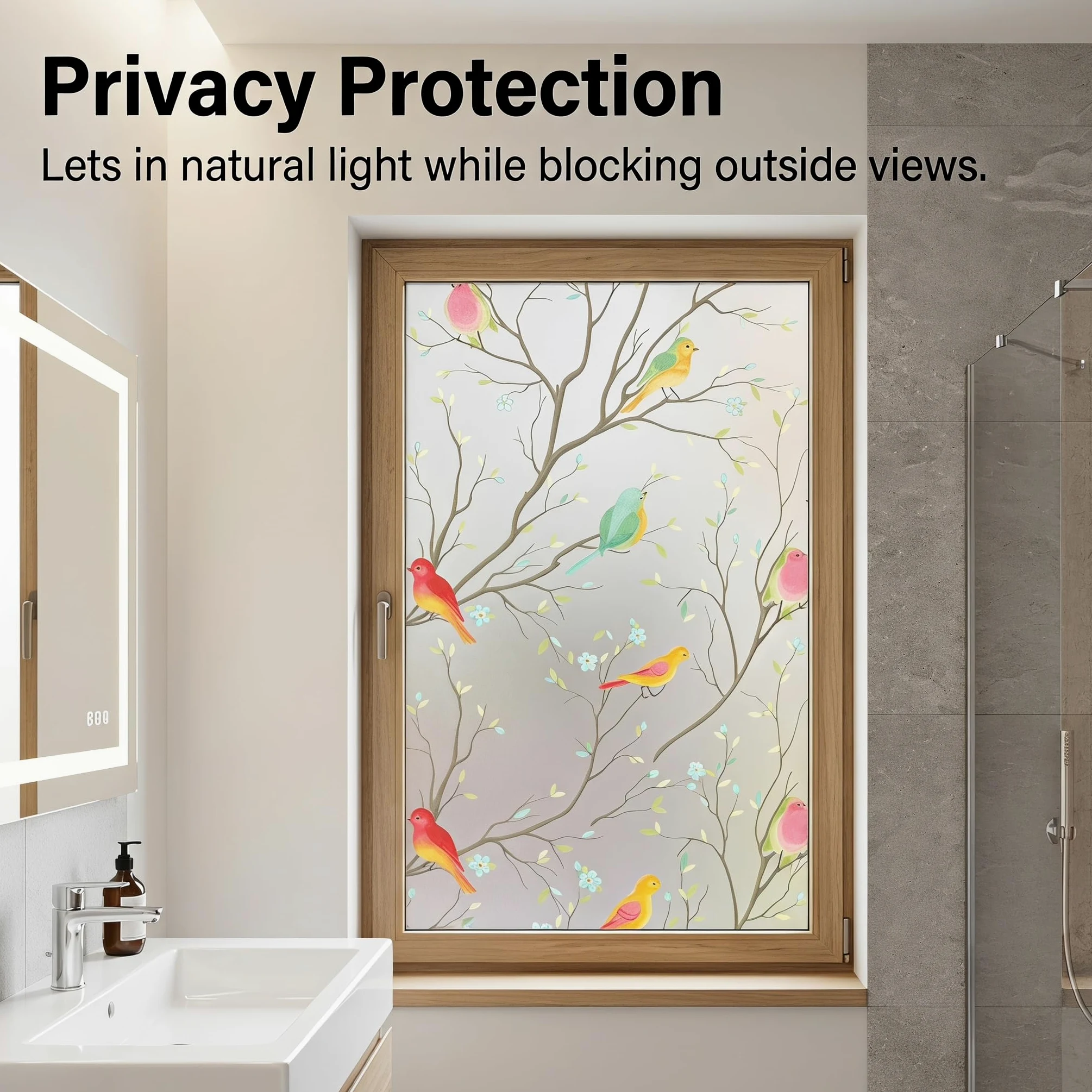 Coavas Film décoratif pour fenêtre en Verre dépoli - Autocollant Statique Non adhésif pour Porte d'entrée de Salle de Bain - Contrôle de la Chaleur - Anti-UV - 75 x 300 cm
