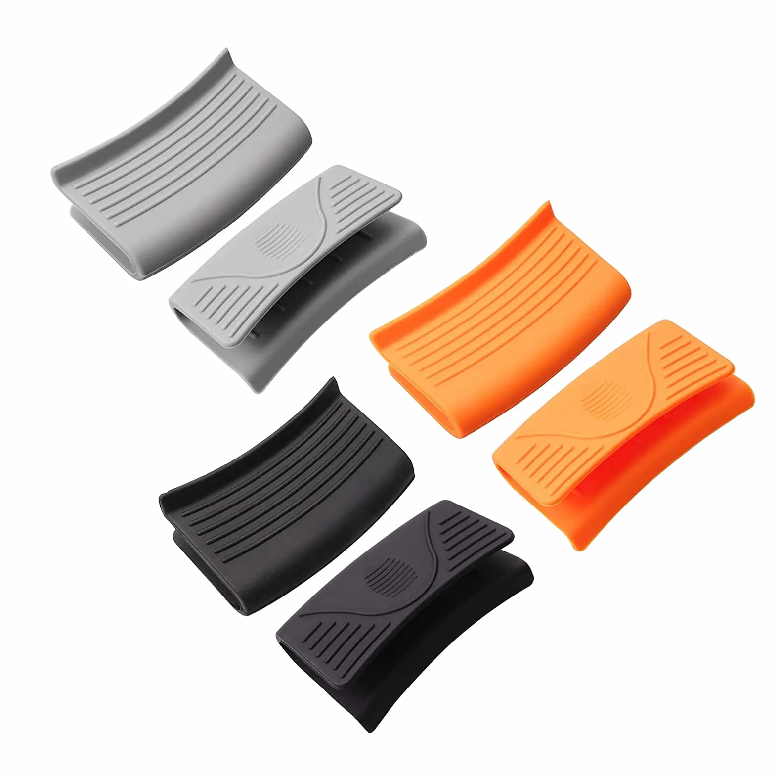 Lot de 6 supports de poignée en silicone épais pour cuisine résistant à la chaleur Noir orange gris