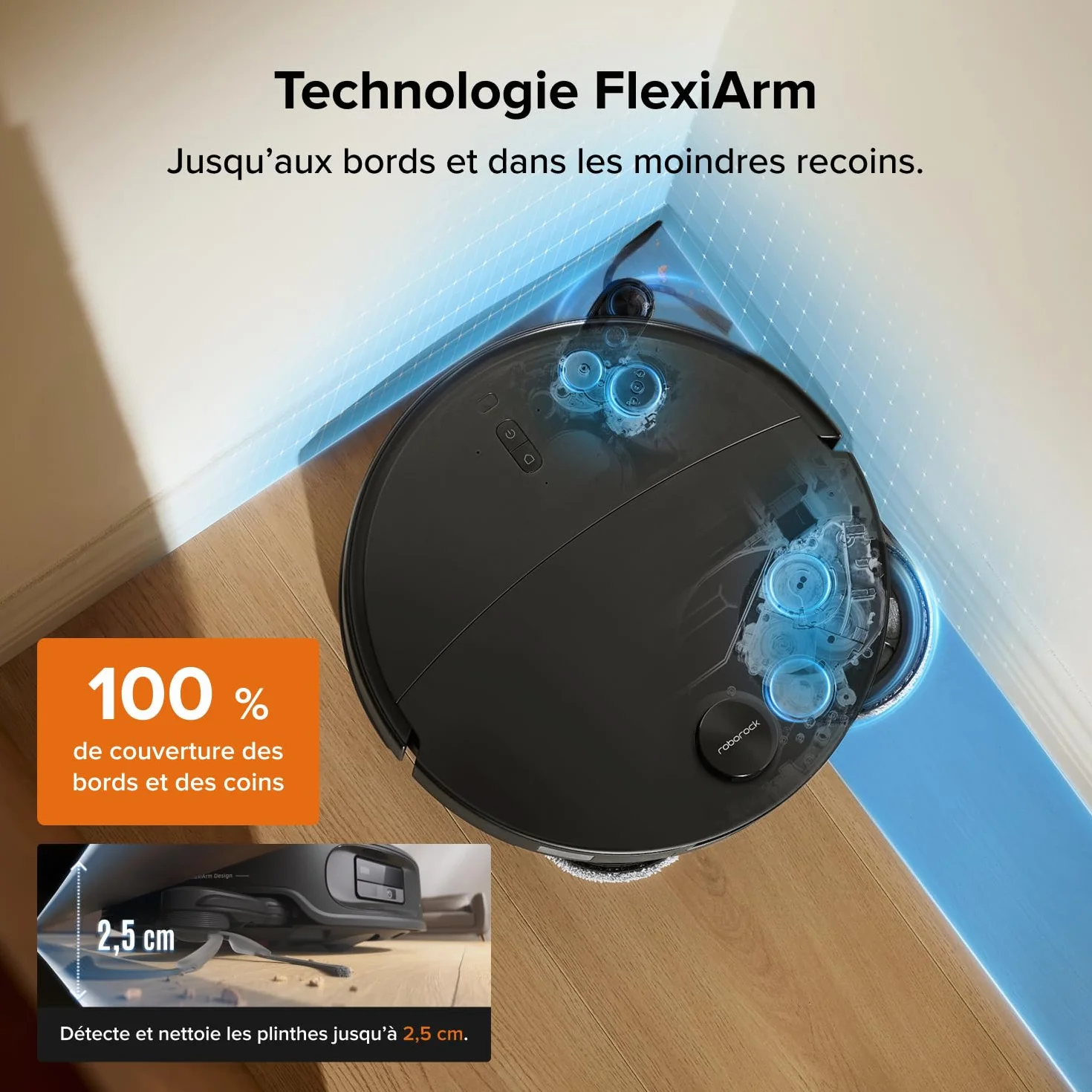 Roborock Qrevo Edge 2 Set Robot Aspirateur Laveur 25000 Pa Lavage Serpillières Eau Chaude 80°C Noir