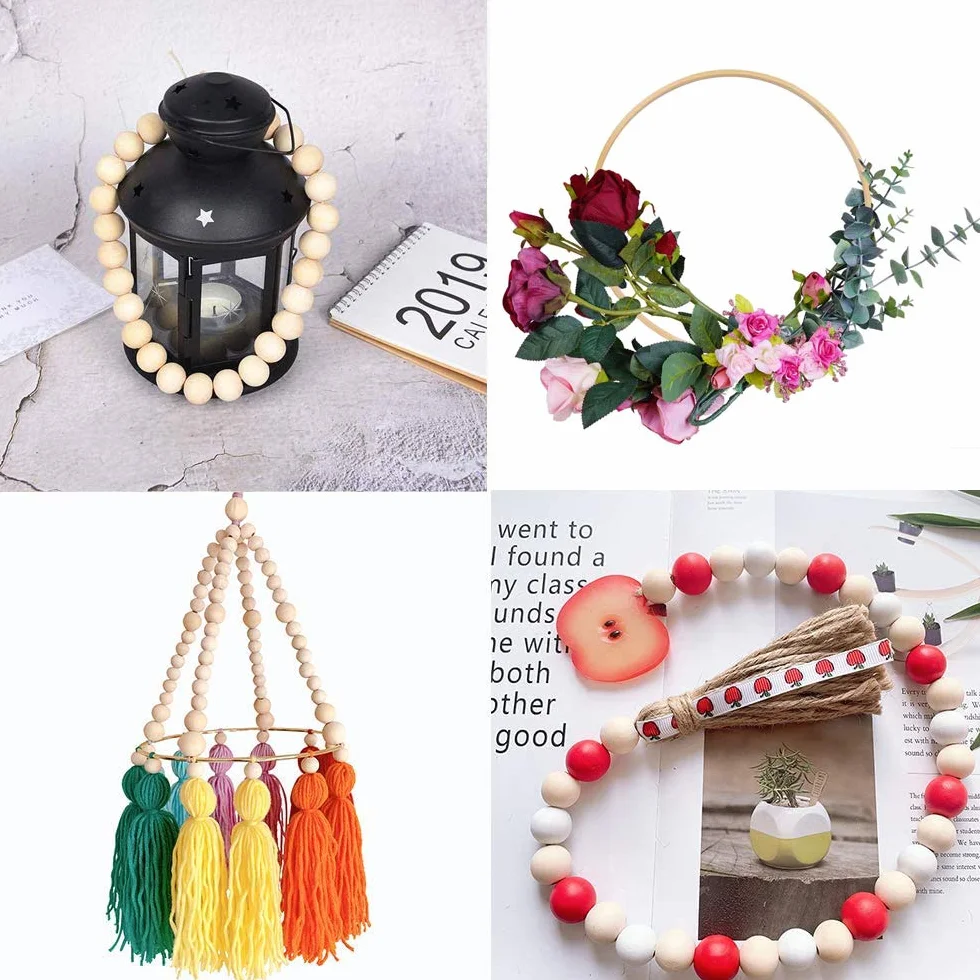 Kit cadre mobile en bois bricolage carillon de vent pour lit bébé naturel artisanal 95 pièces