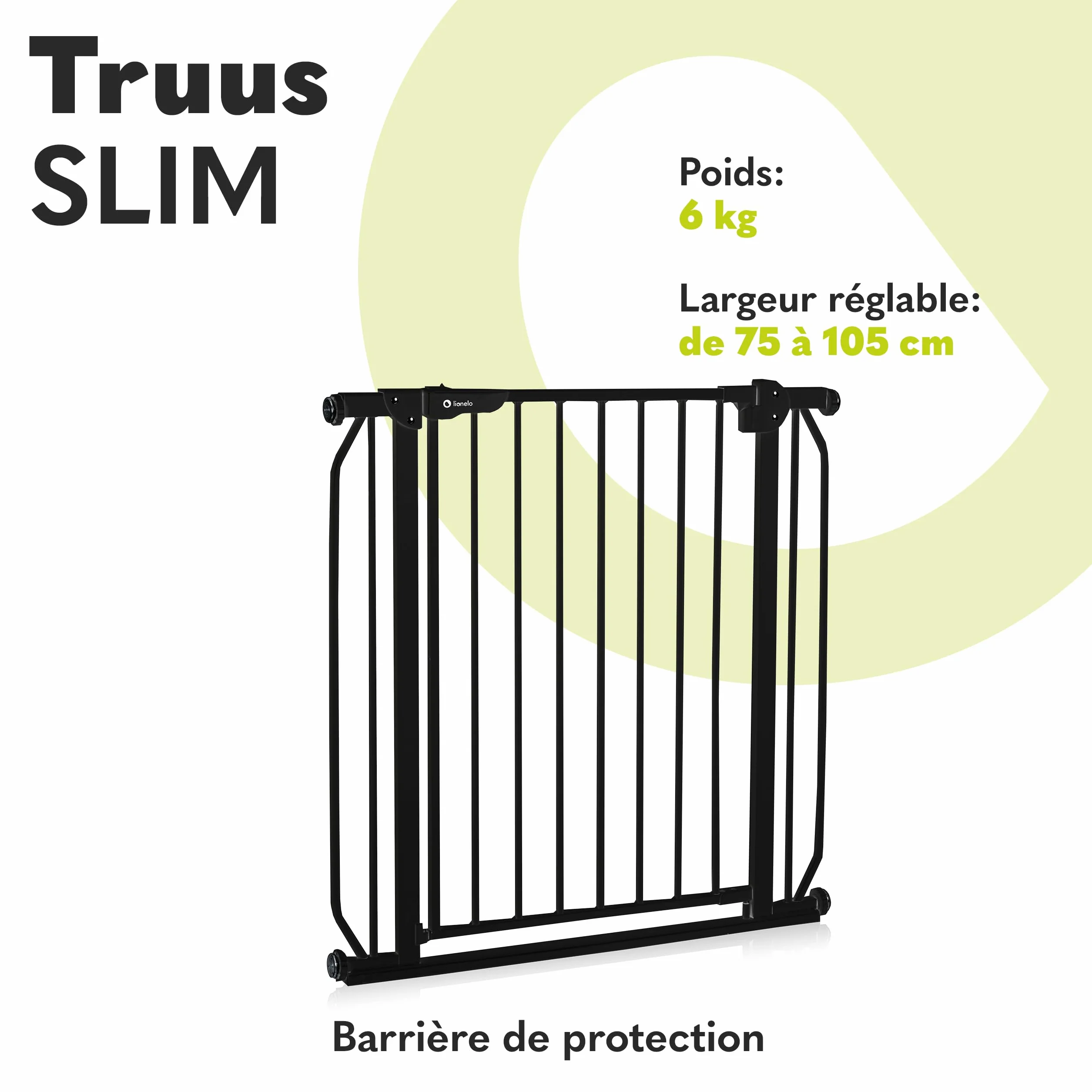 Lionelo Truus Slim Barrière de Sécurité Enfant et Chien 75-105 cm, Pression sans Perçage, Double Verrouillage