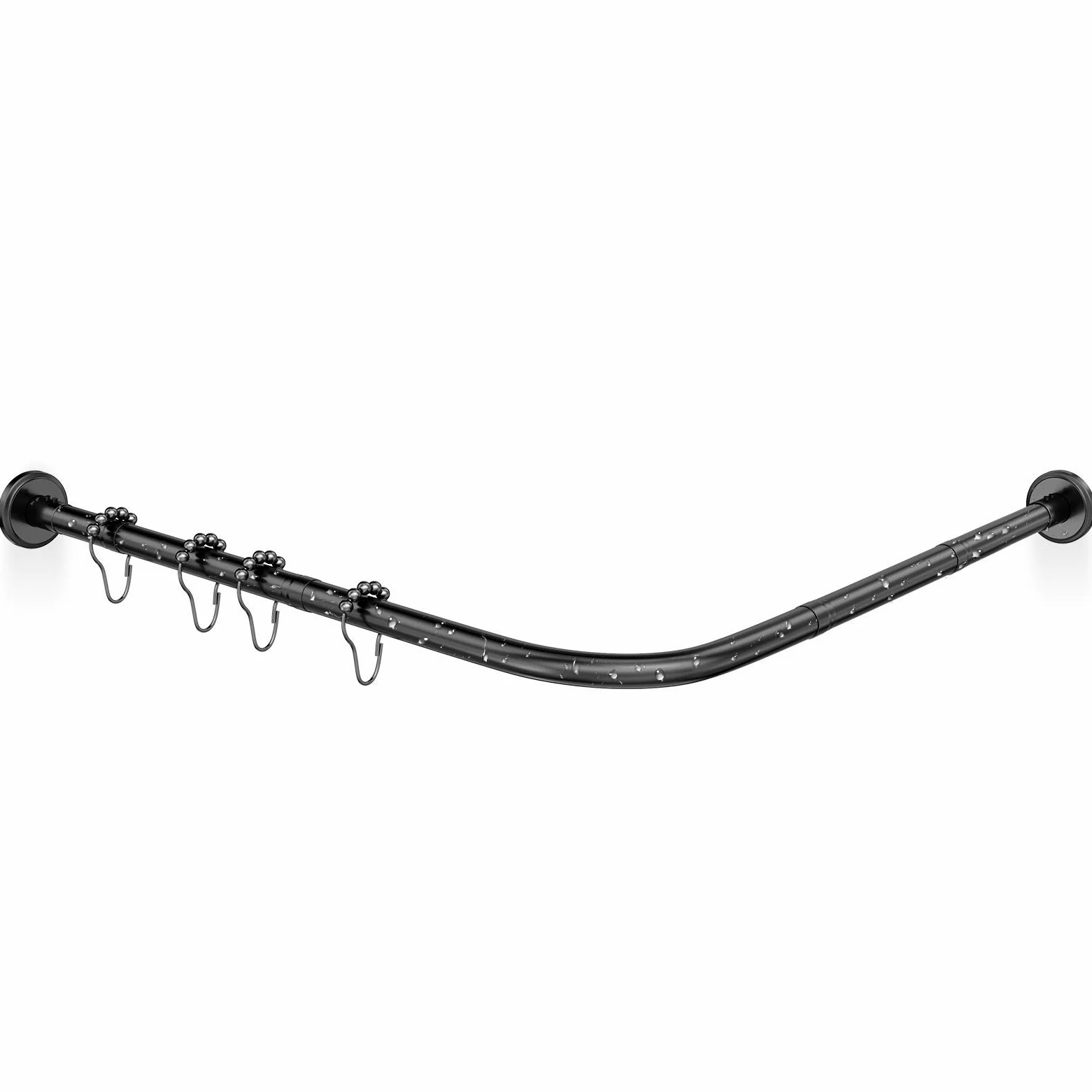 Tringle à Rideau de Douche L Sans Perage Barre De Douche Angle Extensible Acier Inoxydable 70-100 x 90-120cm Avec 24 Anneaux de Rideaux,pour Salle de Bain Baignoire Magasin de Vtements -Noir