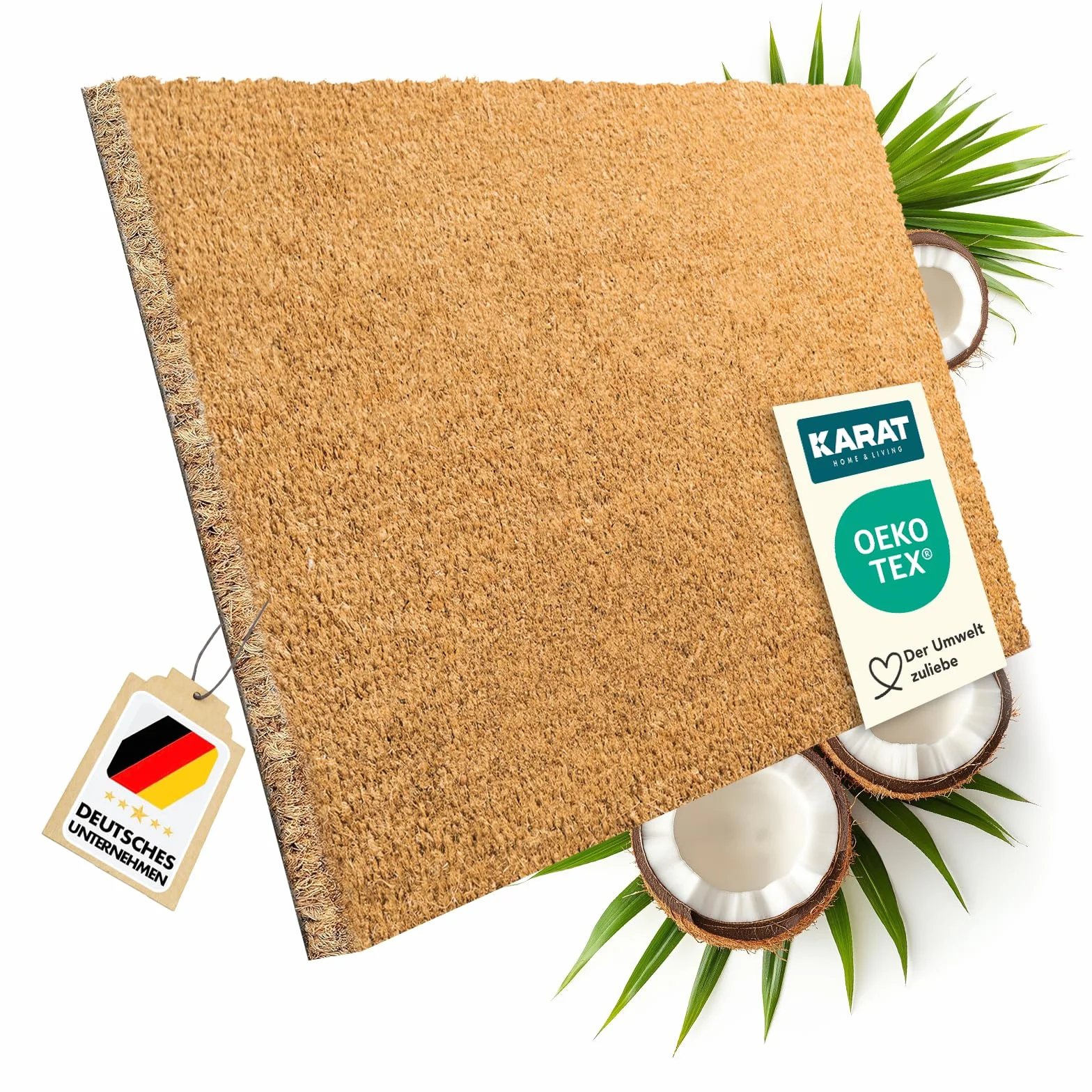 Paillasson en coco naturel 60 x 90 cm antidérapant KARAT