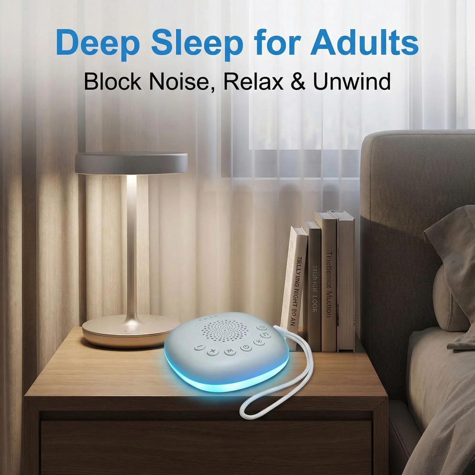 Machine Bruit Blanc Bébé Portable, White Noise Machine Avec Sons De Bruit Blanc, Veilleuse Intégrée, Minuterie, Rechargeable 800 mAh