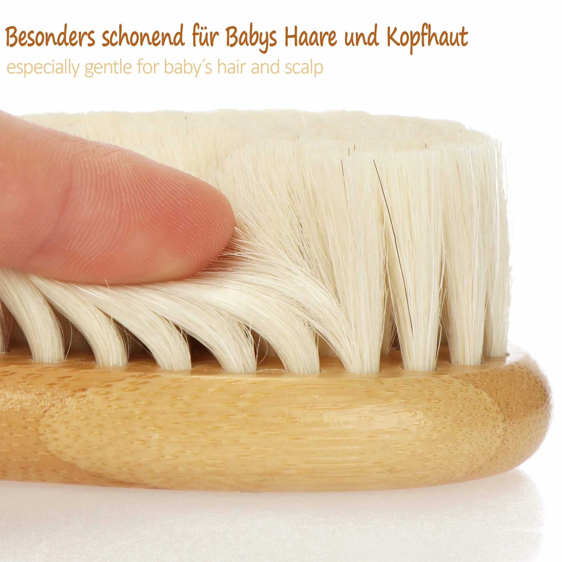 Ensemble de Soins capillaires bébé Brosse à Cheveux en Bambou Poils Doux Laine Peigne Mouton