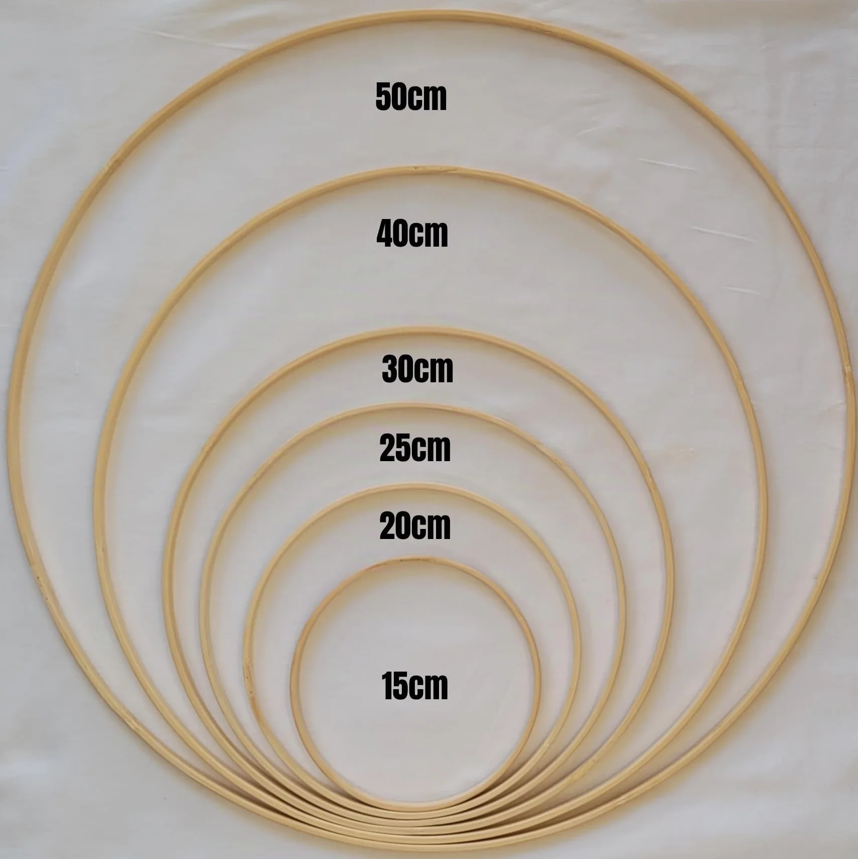 Anneaux en bambou 50 cm lot de 3 pour attrape-rêves